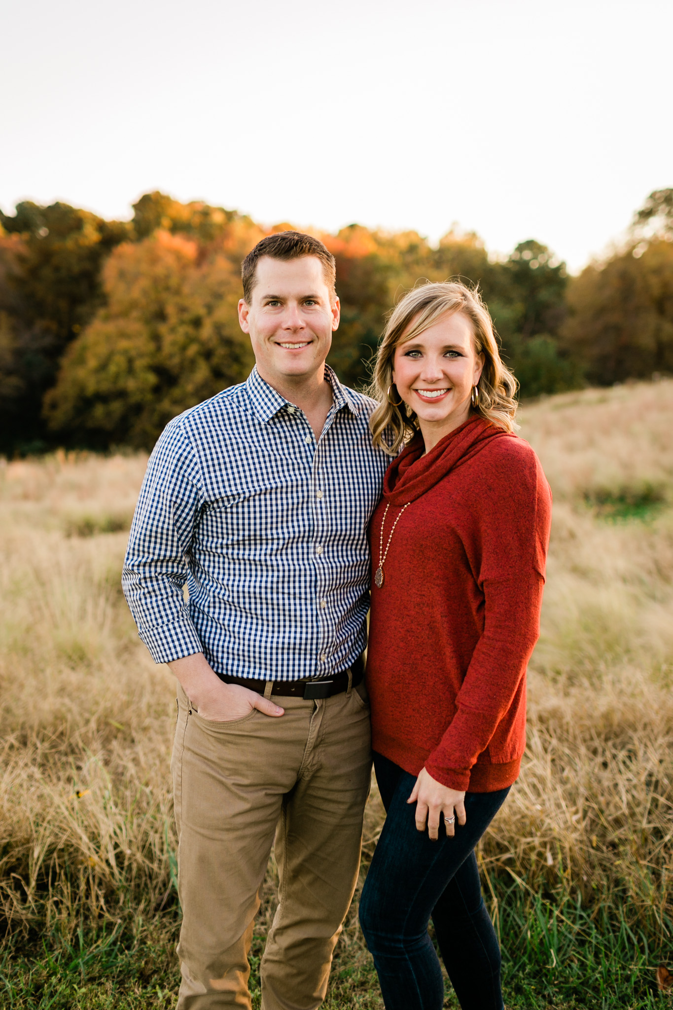 Portrait of couple during golden hour at NC Museum of Art | Raleigh Family Photographer | By G. Lin Photography