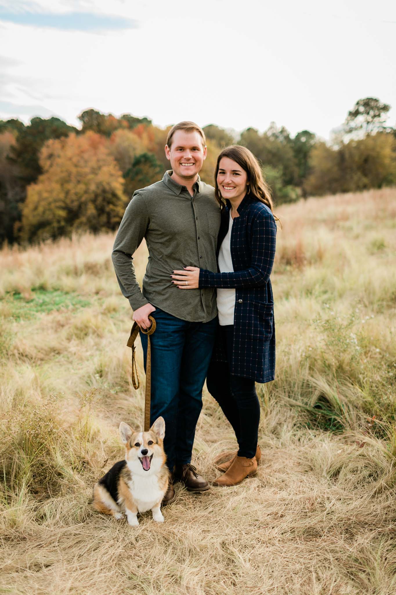 Outdoor family portrait with corgi at NCMA | Raleigh Family Photographer | By G. Lin Photography