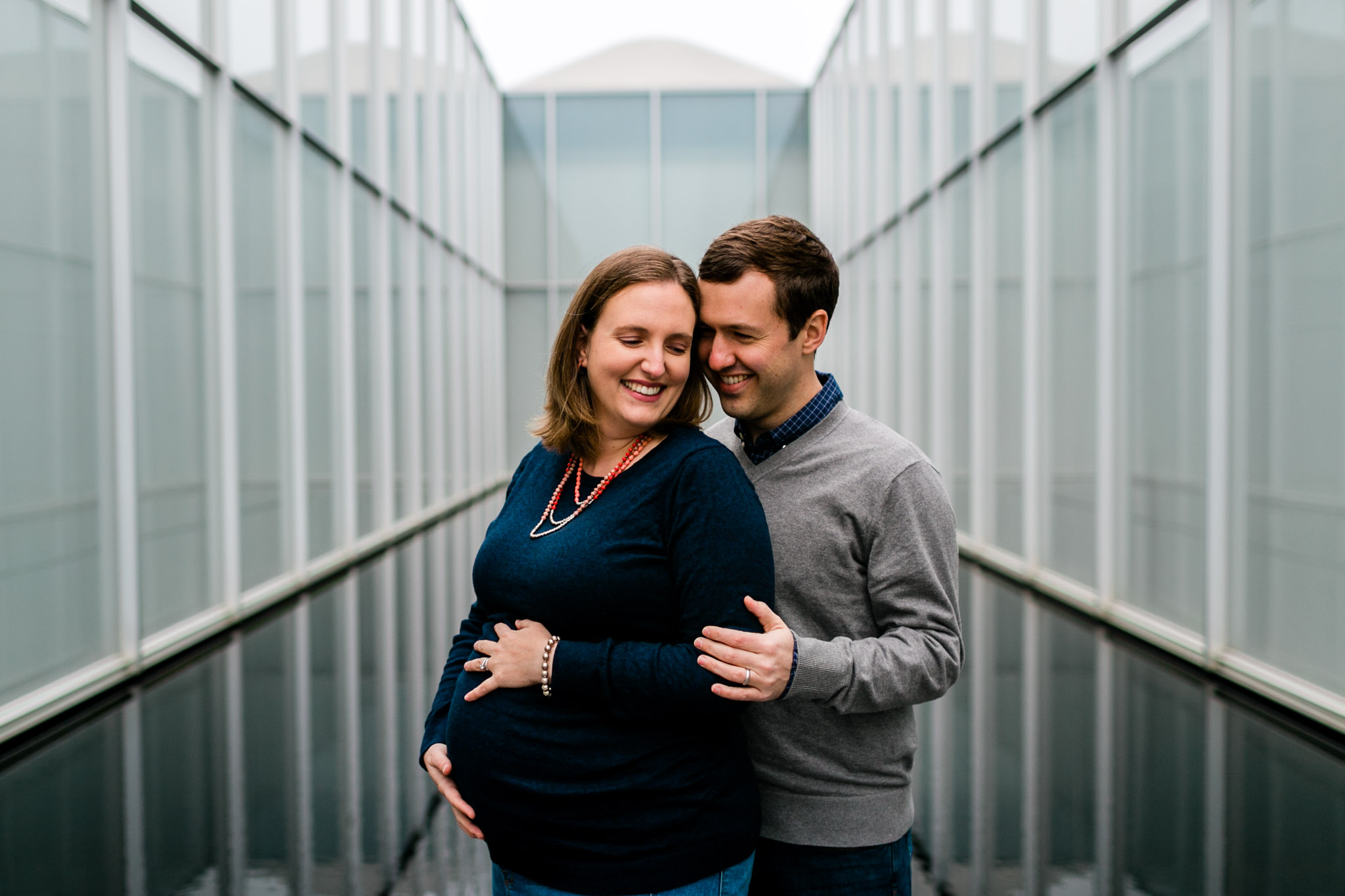 Candid maternity portrait outside of NC Museum of Art | Raleigh Newborn Photographer | By G. Lin Photography