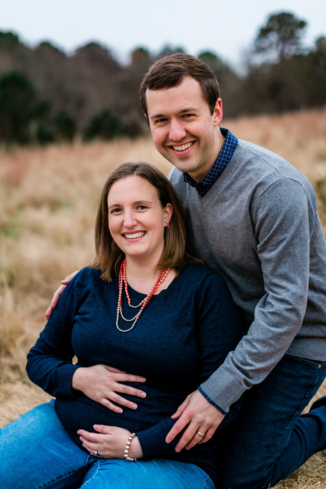 Outdoor maternity portrait in open field at NCMA | Raleigh Maternity Photographer | By G. Lin Photography