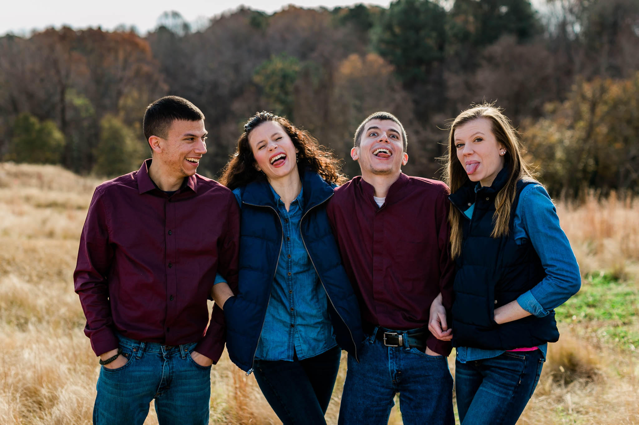 Funny face photo of siblings at NCMA | Raleigh Family Photographer | By G. Lin Photography