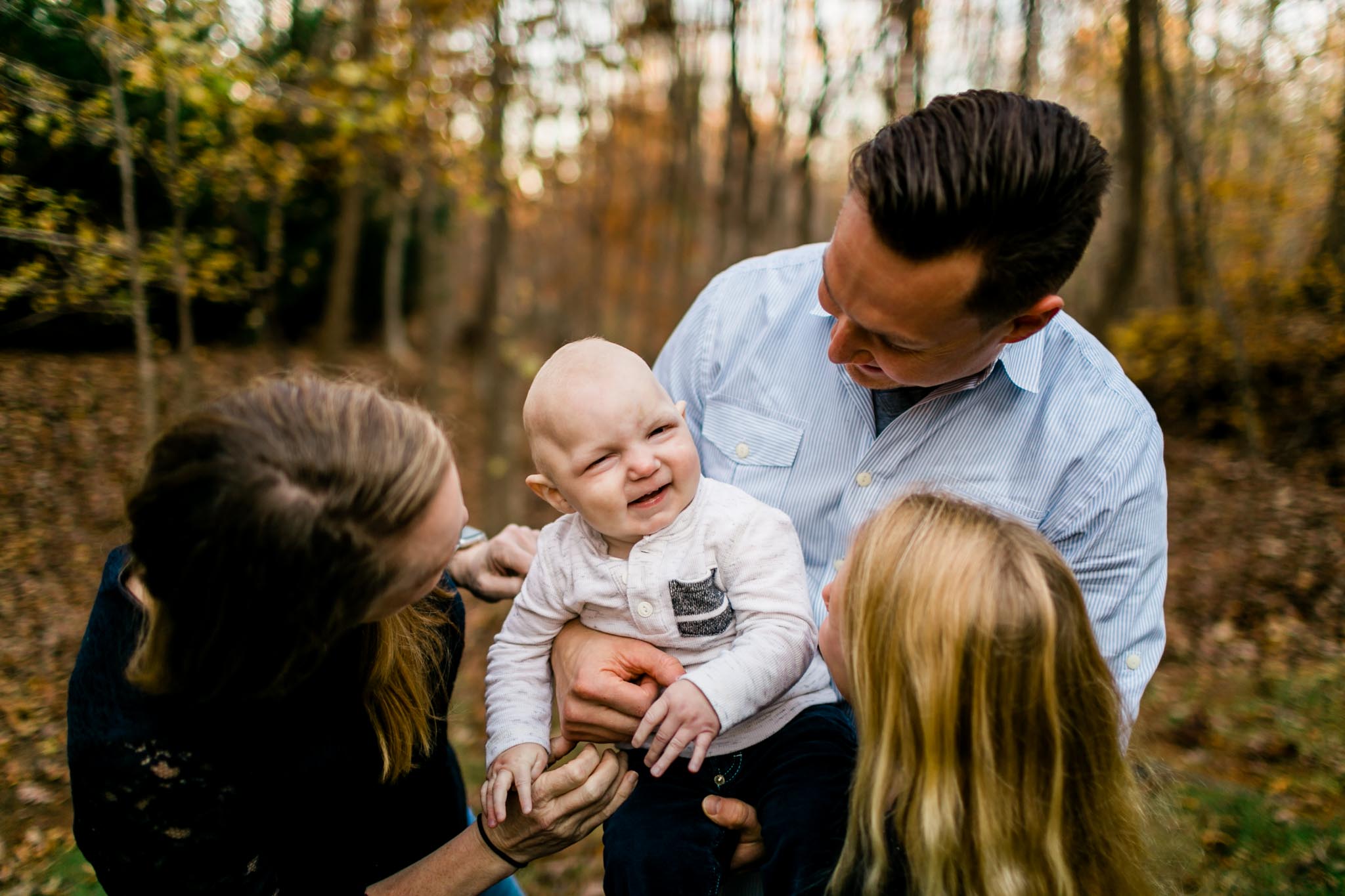 Cute family photo outdoors | By G. Lin Photography | Durham Family Photographer