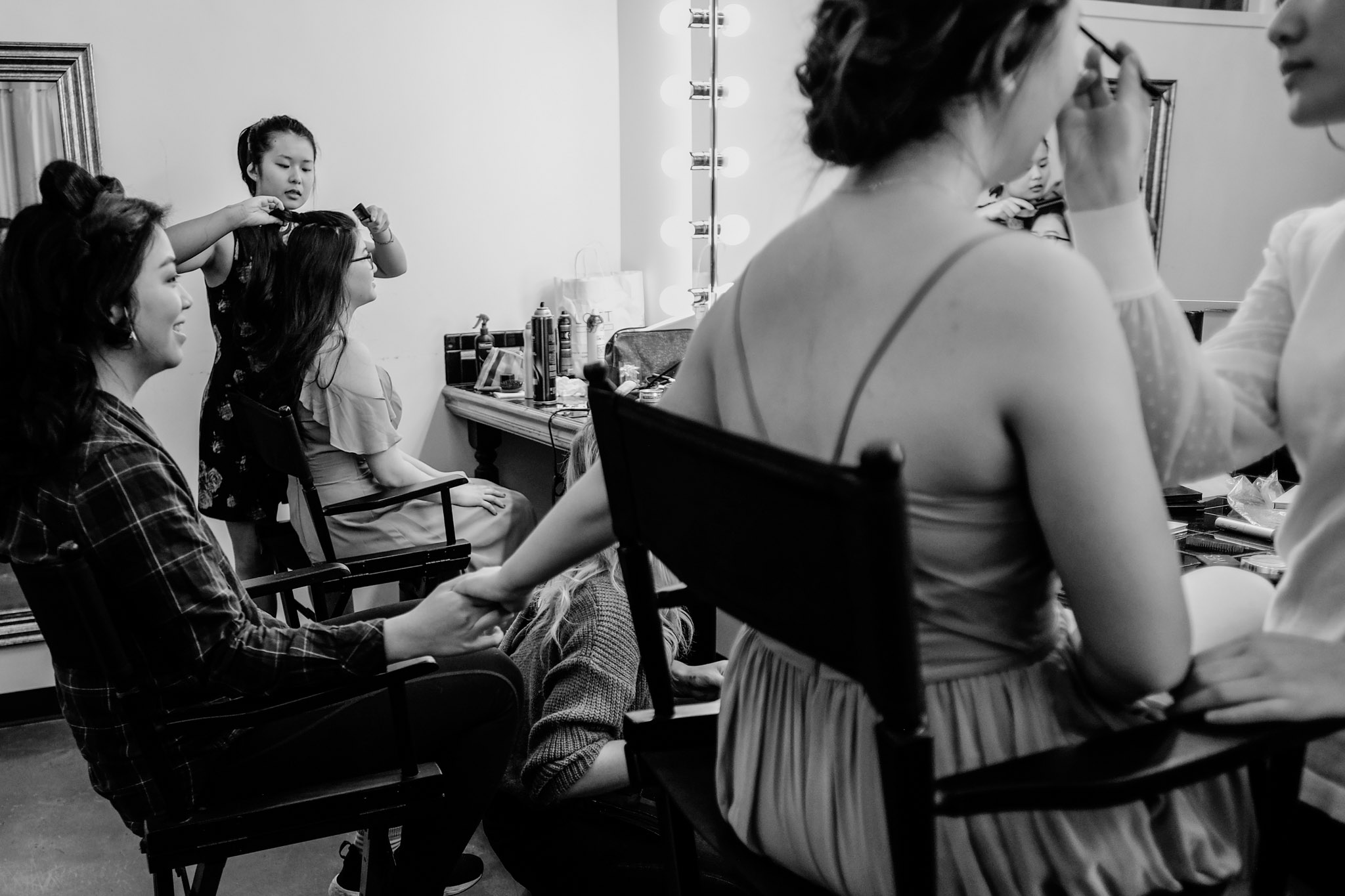 Bridesmaid and Bride getting ready | Durham Wedding Photographer | The Cotton Room | By G. Lin Photography