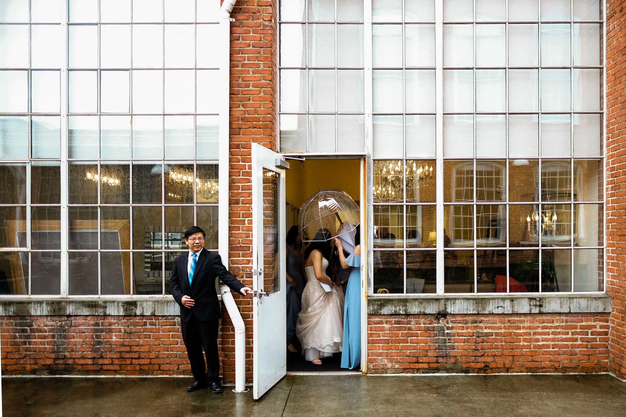 Bridesmaids and bride leaving bridal suite | The Cotton Room | Durham Wedding Photographer | By G. Lin Photography