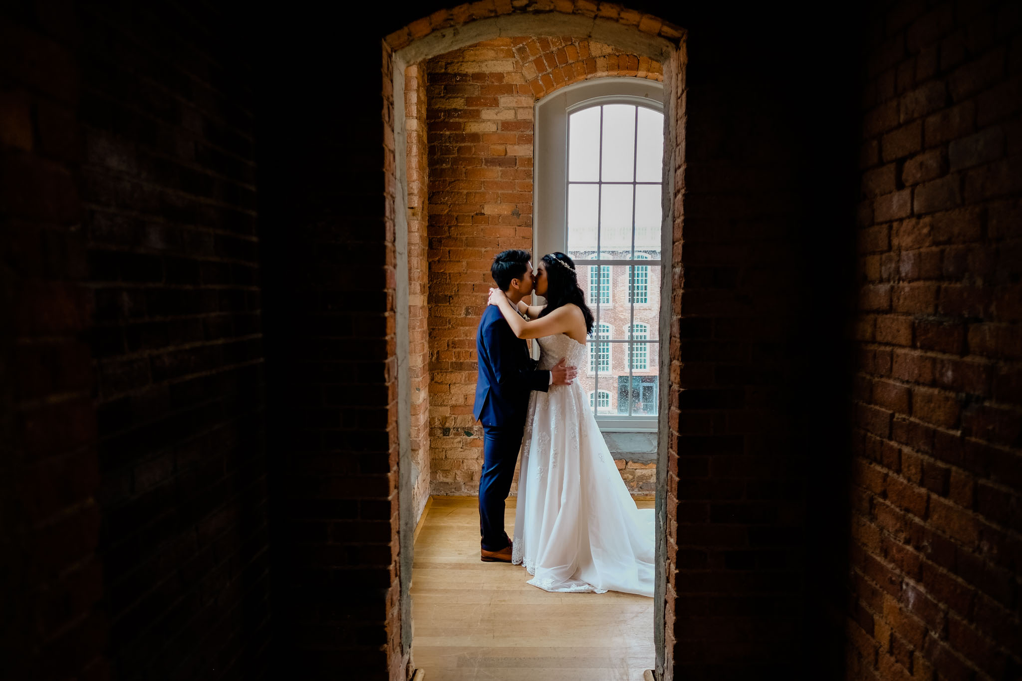 Gorgeous romantic portrait of bride and groom at The Cotton Room | Durham Wedding Photographer | By G. Lin Photography