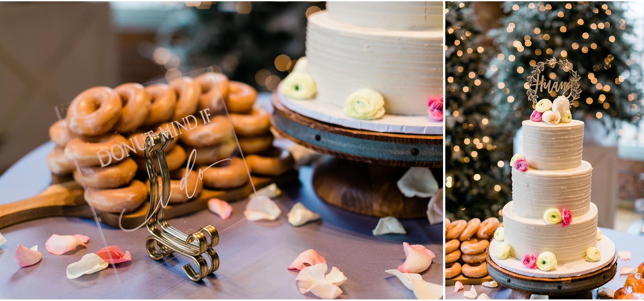 Wedding cake and donuts | Durham Wedding Photographer | The Cotton Room | By G. Lin Photography