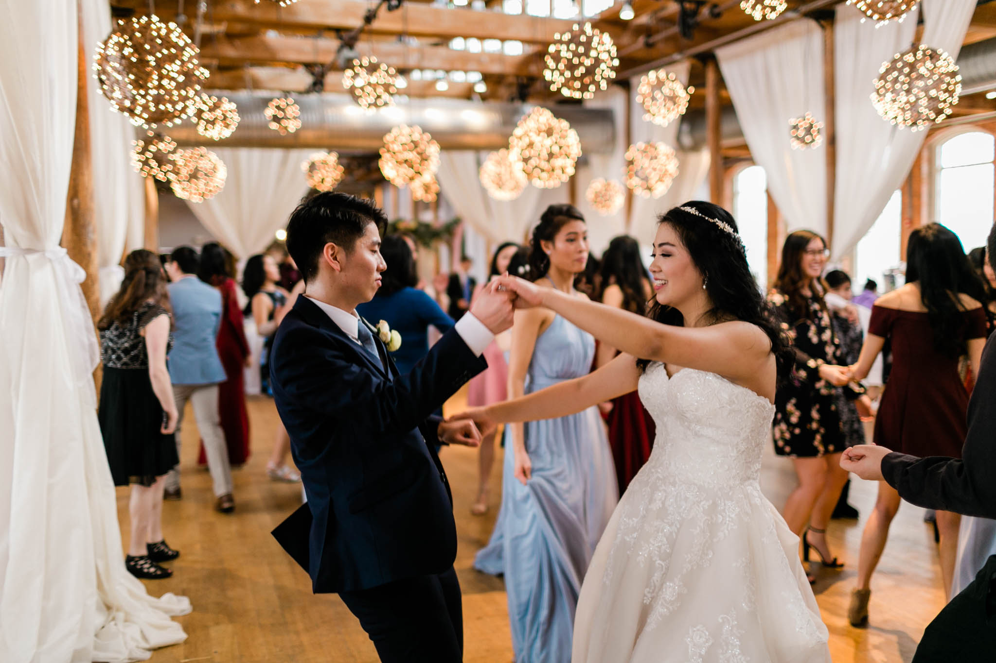 Bride and groom dancing during reception | The Cotton Room | Durham Wedding Photographer | By G. Lin Photography