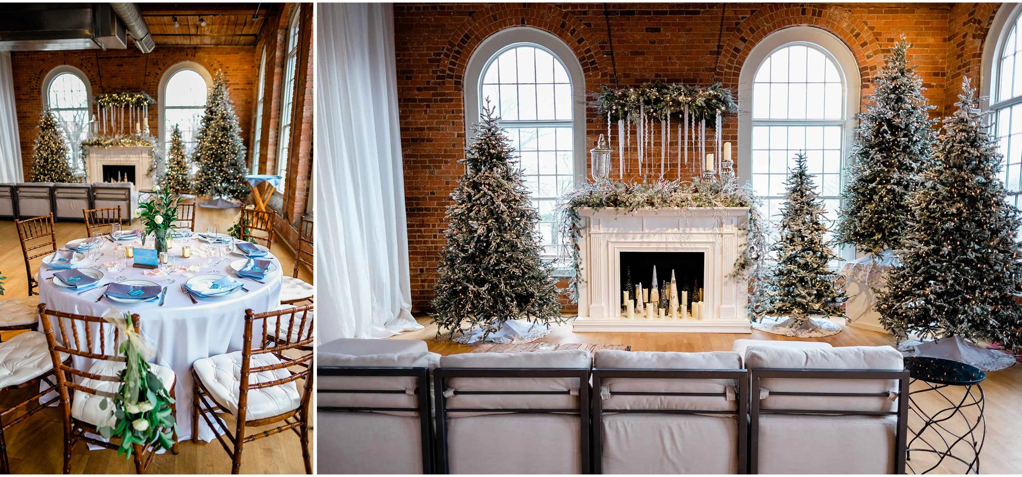 Winter wedding decor at The Cotton Room | Durham Wedding Photographer | By G. Lin Photography