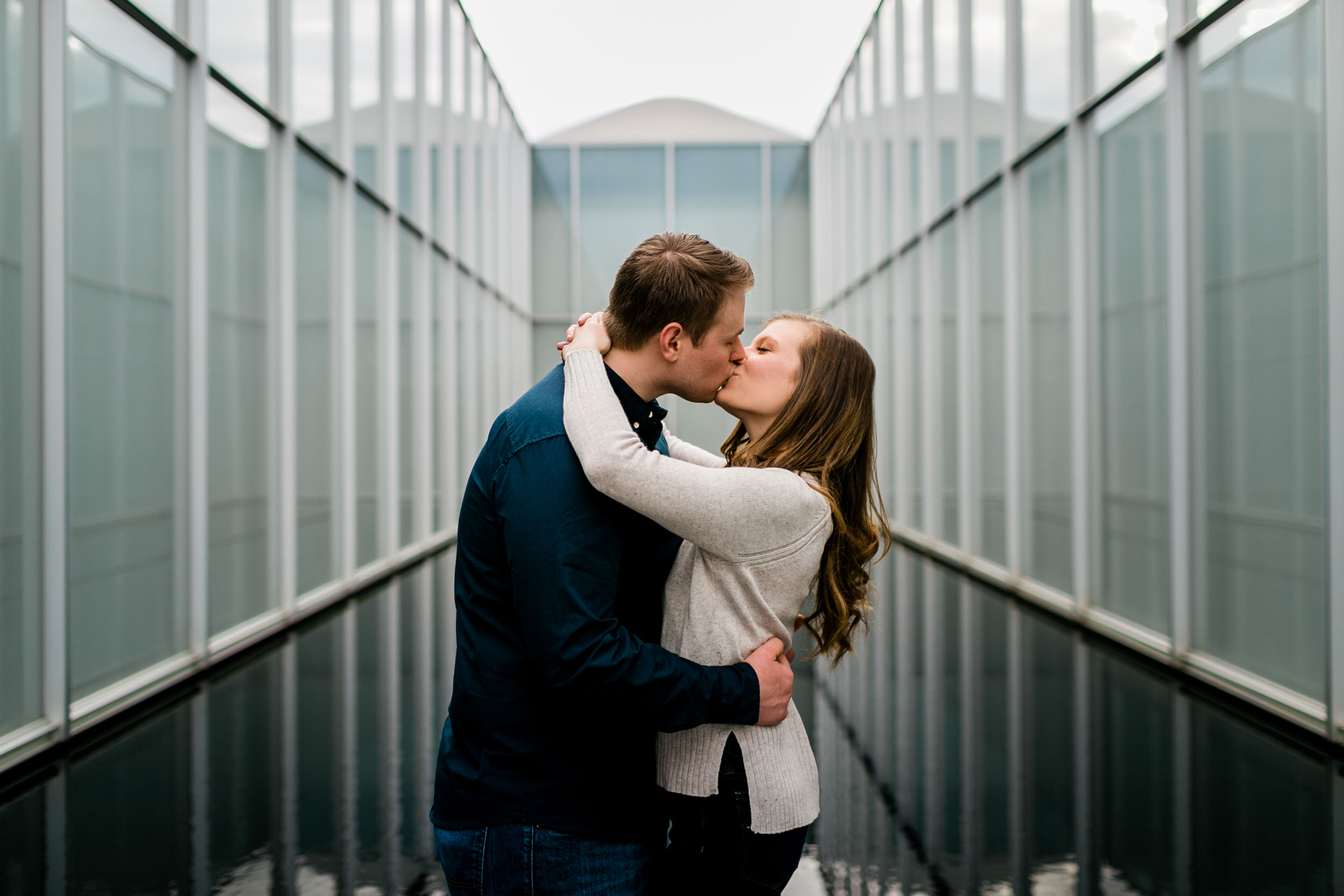 Engagement portrait at art museum | Durham Wedding Photographer | By G. Lin Photography