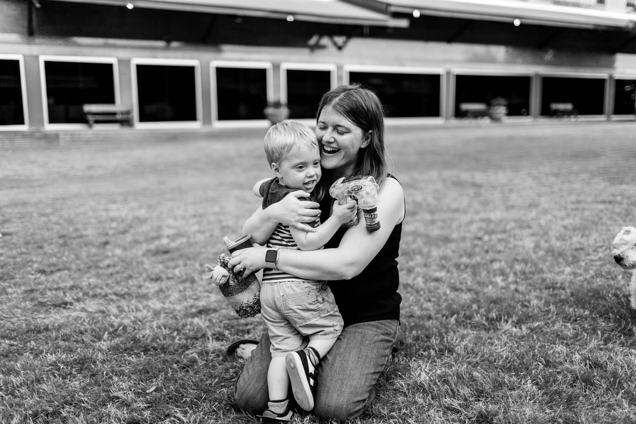 Durham Photographer | Mom hugging son | By G. Lin Photography