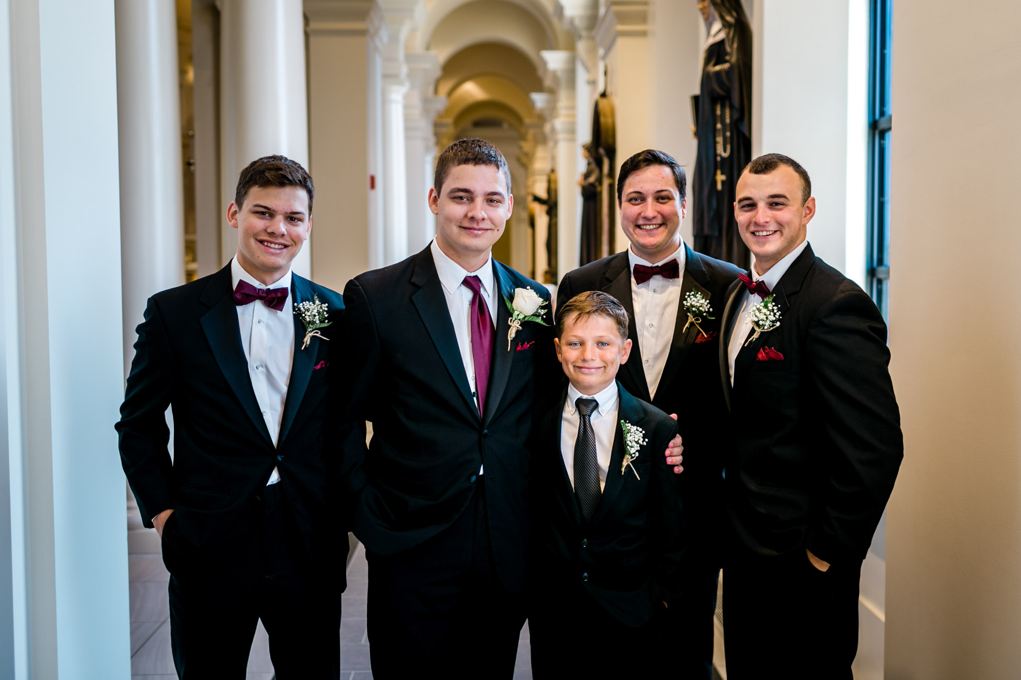 Portrait of groomsmen at Holy Name of Jesus Cathedral | Raleigh Wedding Photographer | By G. Lin Photography