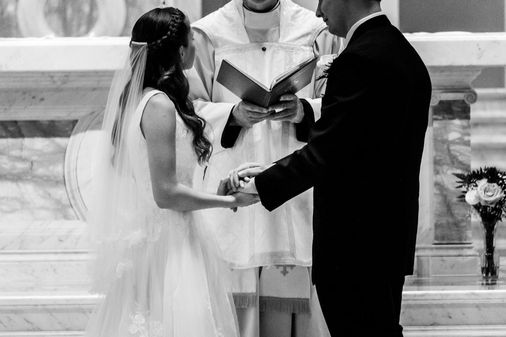 Bride and groom holding hands | Raleigh Wedding Photographer | By G. Lin Photography
