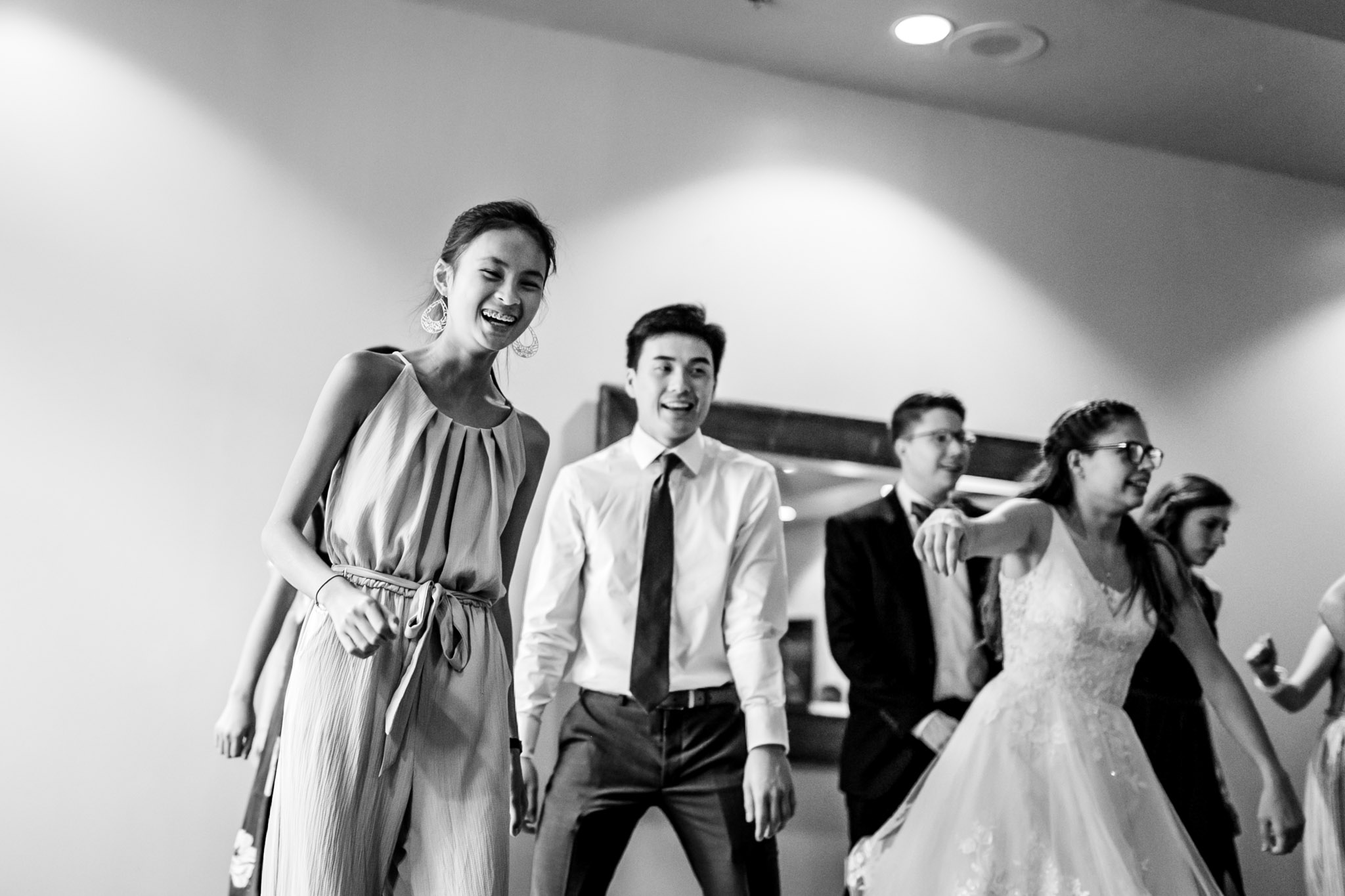 Black and white photo of wedding dancing at Royal Banquet Conference Center | Raleigh Wedding Photographer | By G. Lin Photography