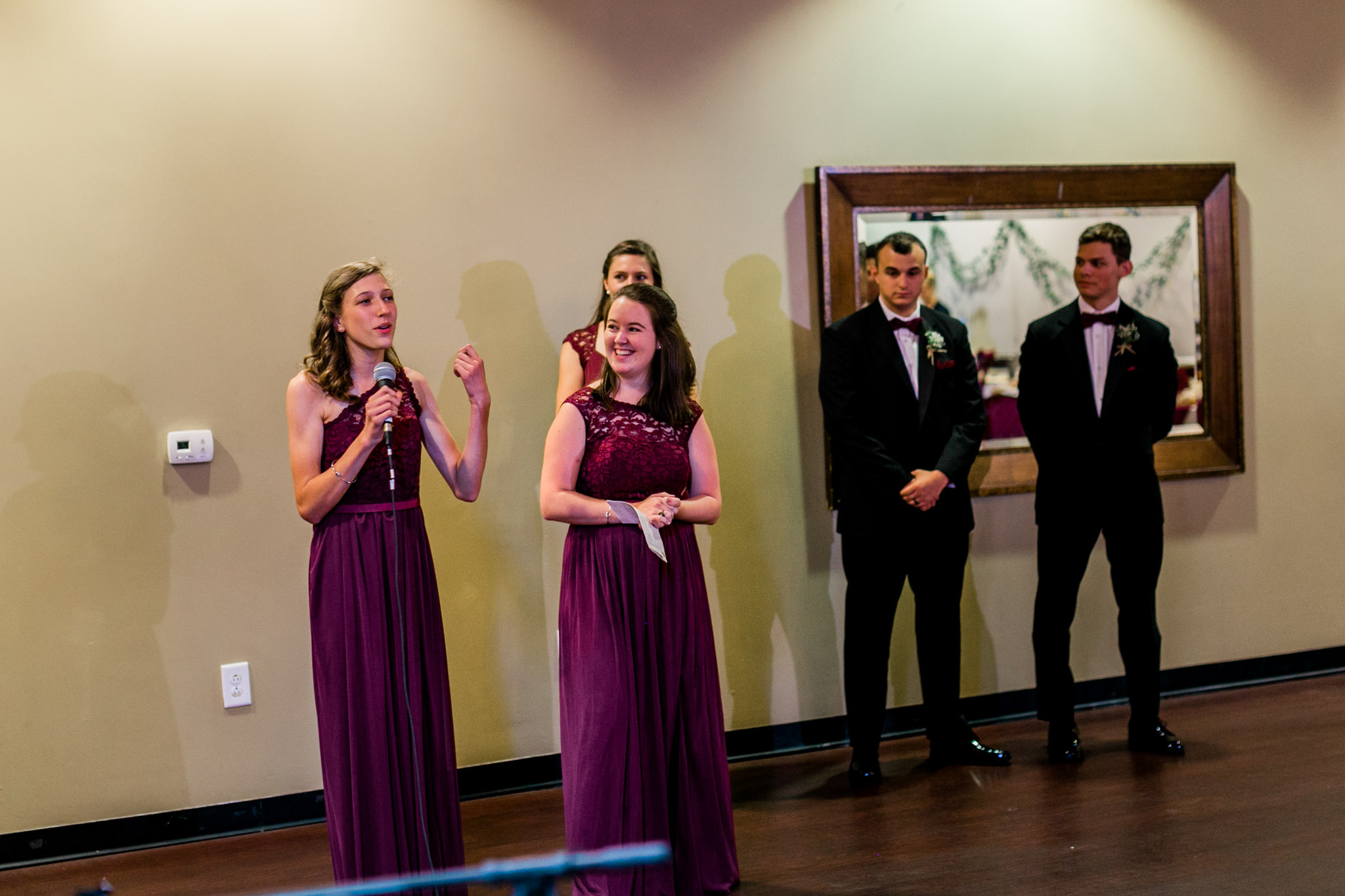 Bridesmaids giving toast | Royal Banquet Conference Center | Raleigh Wedding Photographer | By G. Lin Photography
