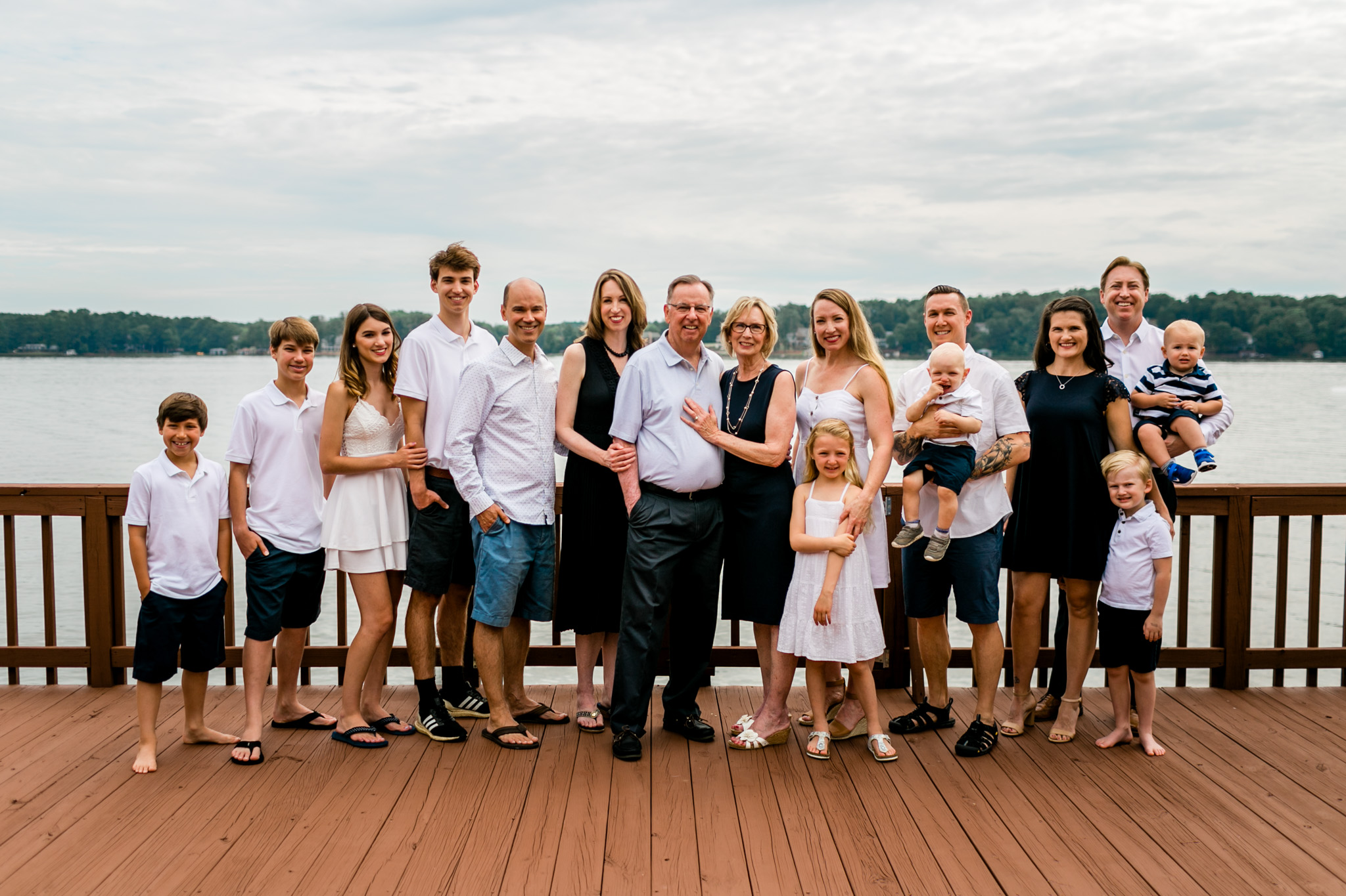 Family photo on dock at Lake Gaston | Durham Family Photographer | By G. Lin Photography