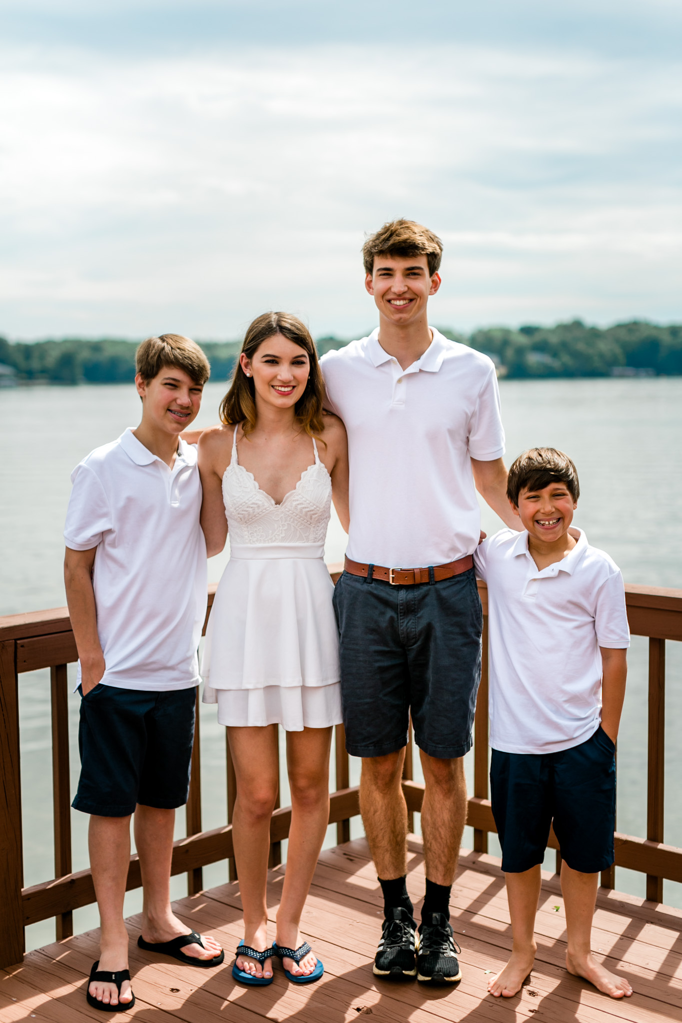 Sibling portrait of three brothers and sister | Raleigh Family Photographer | By G. Lin Photography