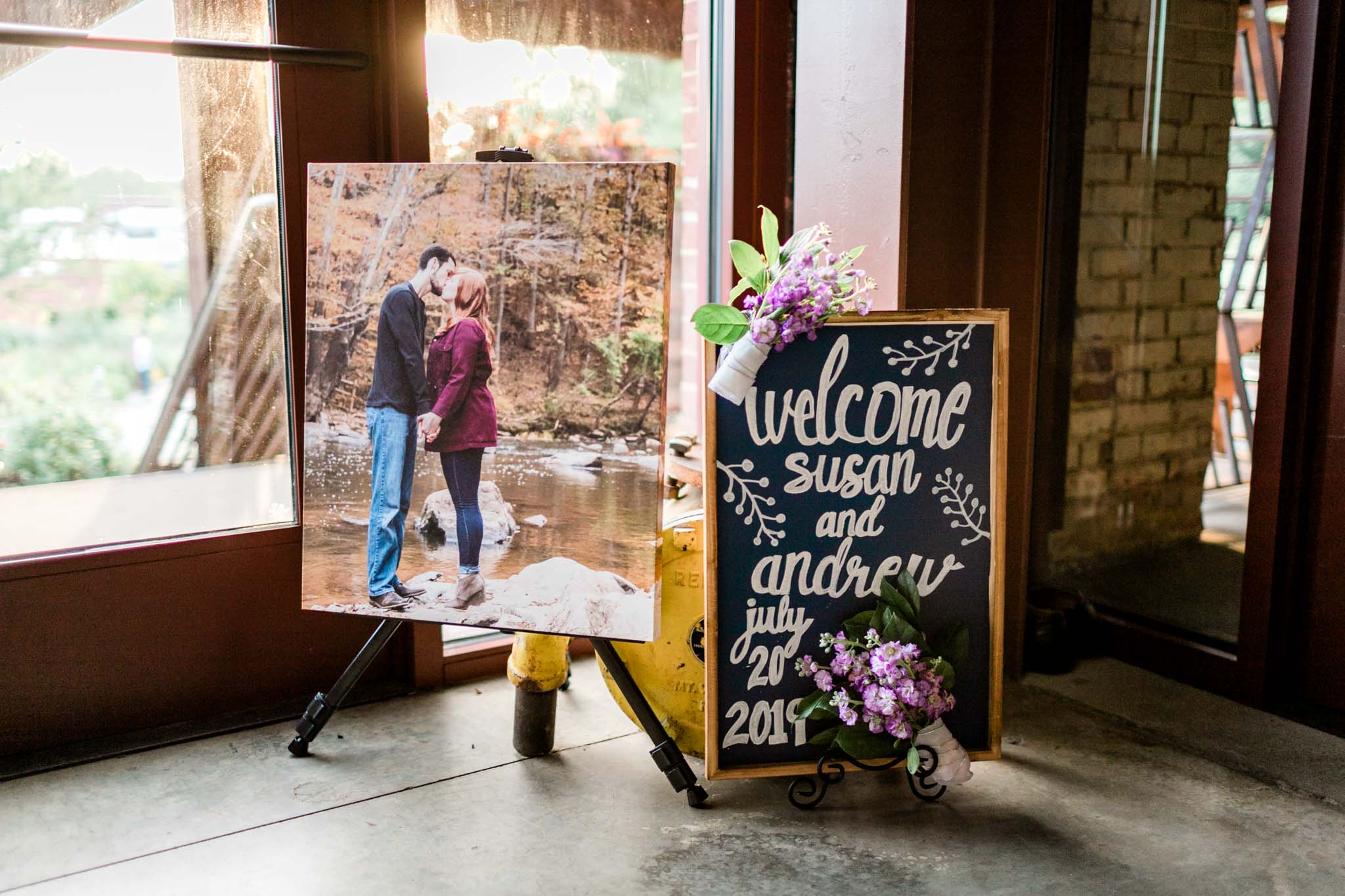 Haw River Ballroom Wedding | Durham Photographer | By G. Lin Photography | Welcome sign to wedding