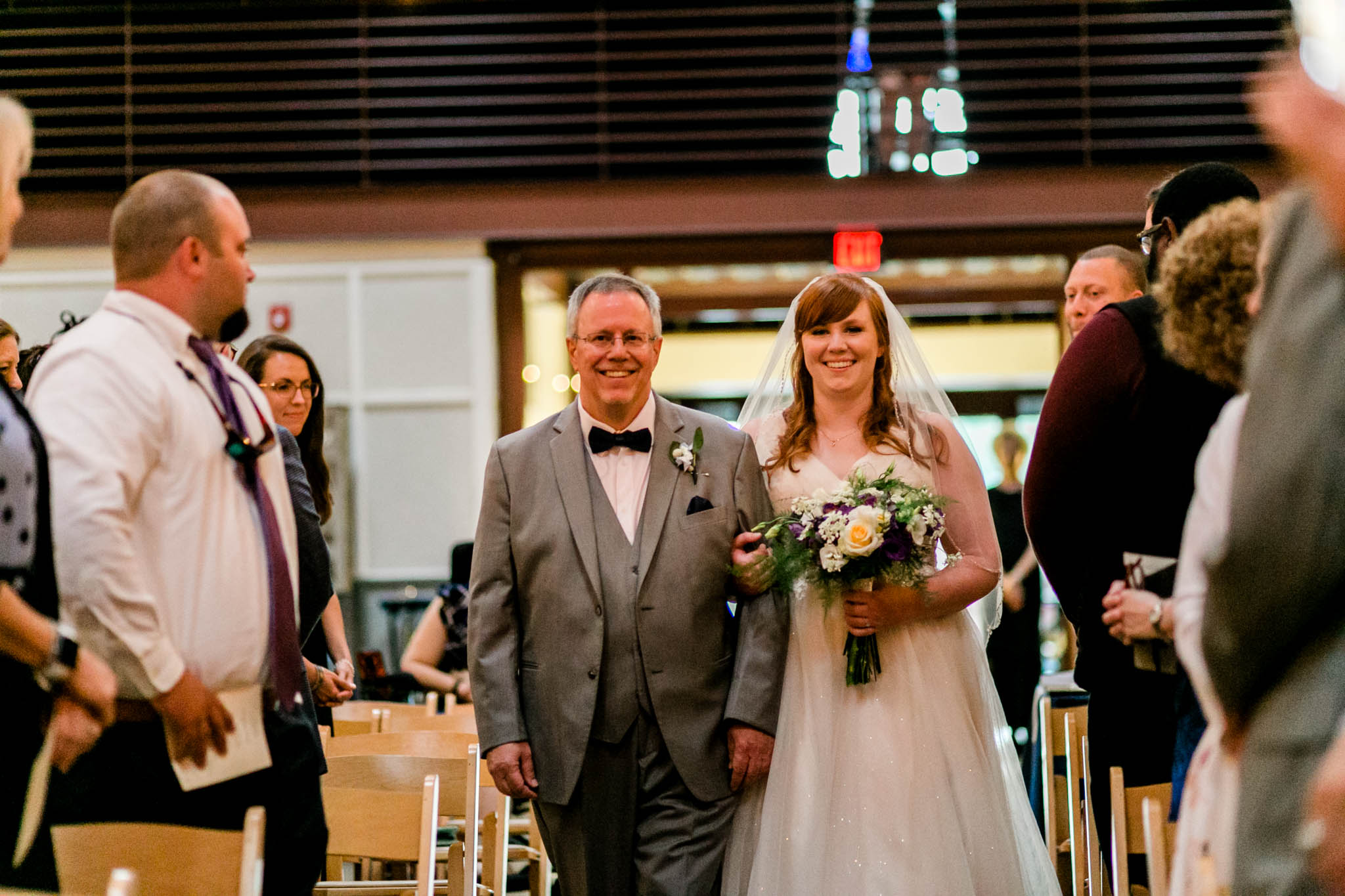 Haw River Ballroom Wedding | Durham Photographer | By G. Lin Photography | Bride with father walking down the aisle