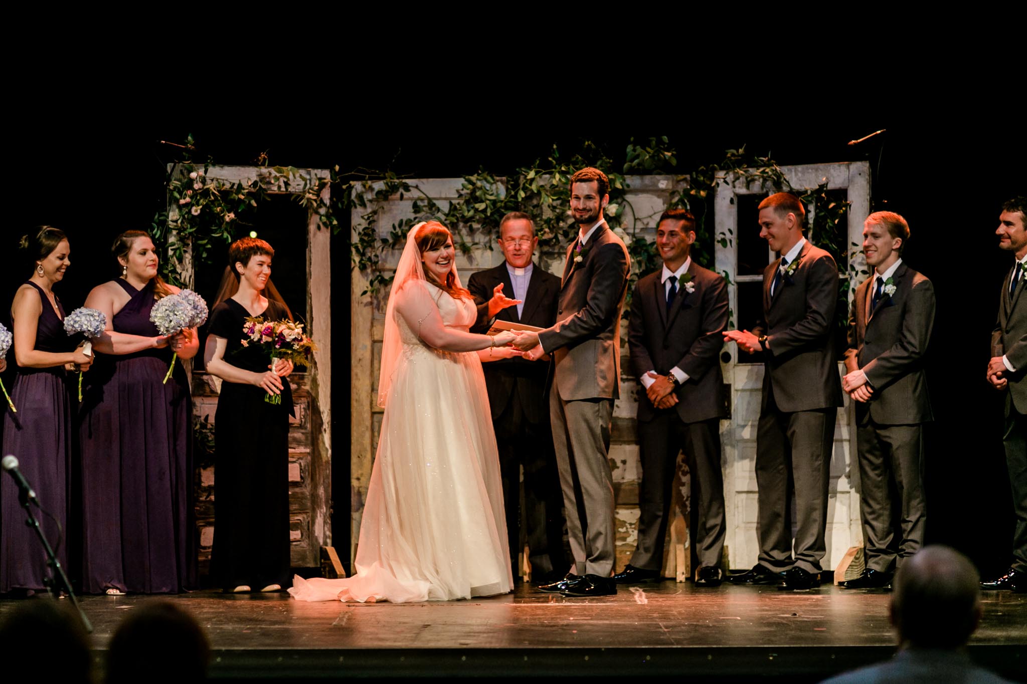 Haw River Ballroom Wedding | Durham Photographer | By G. Lin Photography | Bride and groom smiling after first kiss