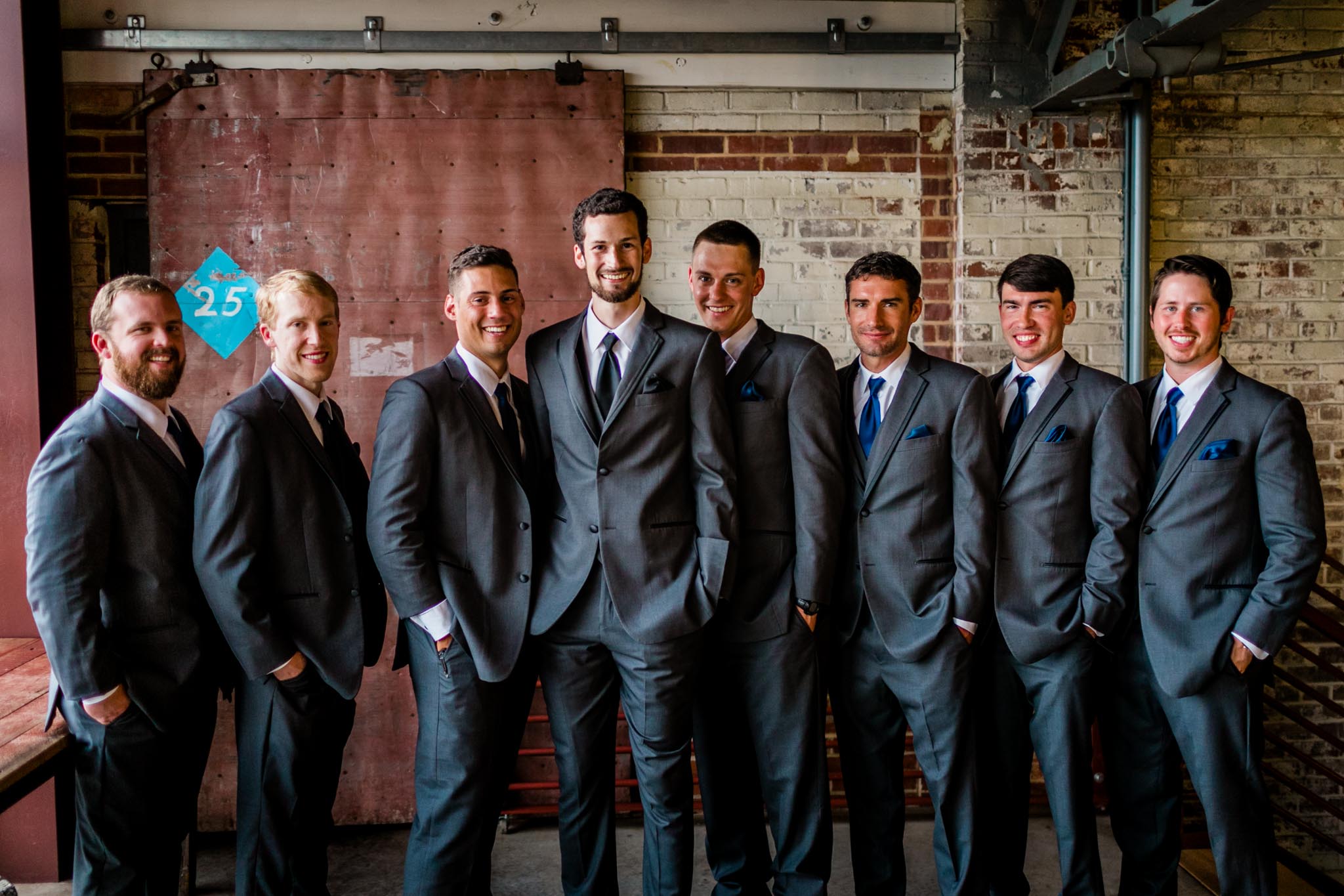 Haw River Ballroom Wedding | Durham Photographer | By G. Lin Photography | Portrait of groomsmen smiling