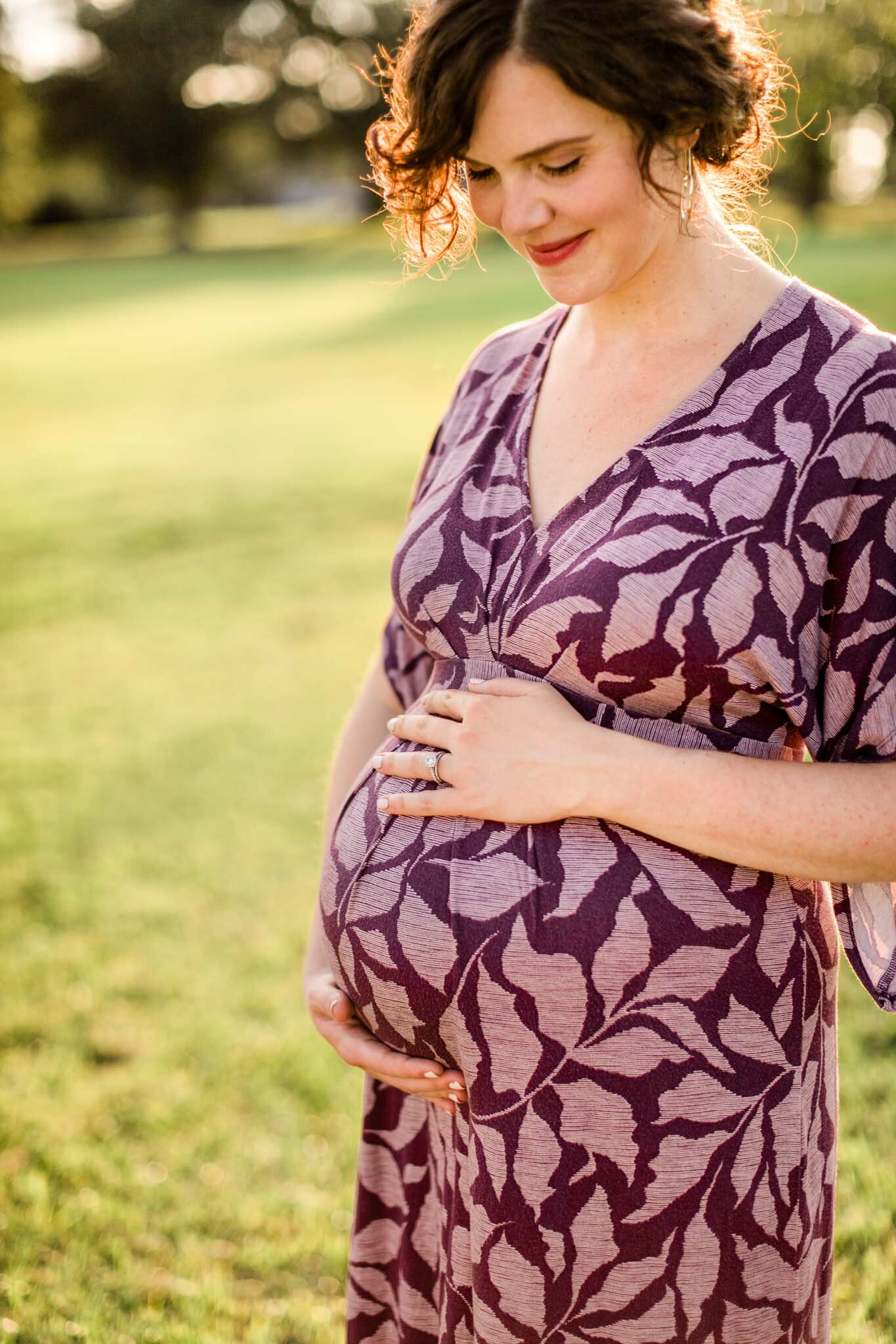 Outdoor sunset maternity photography at Dix Park | Raleigh Maternity Photographer | By G. Lin Photography