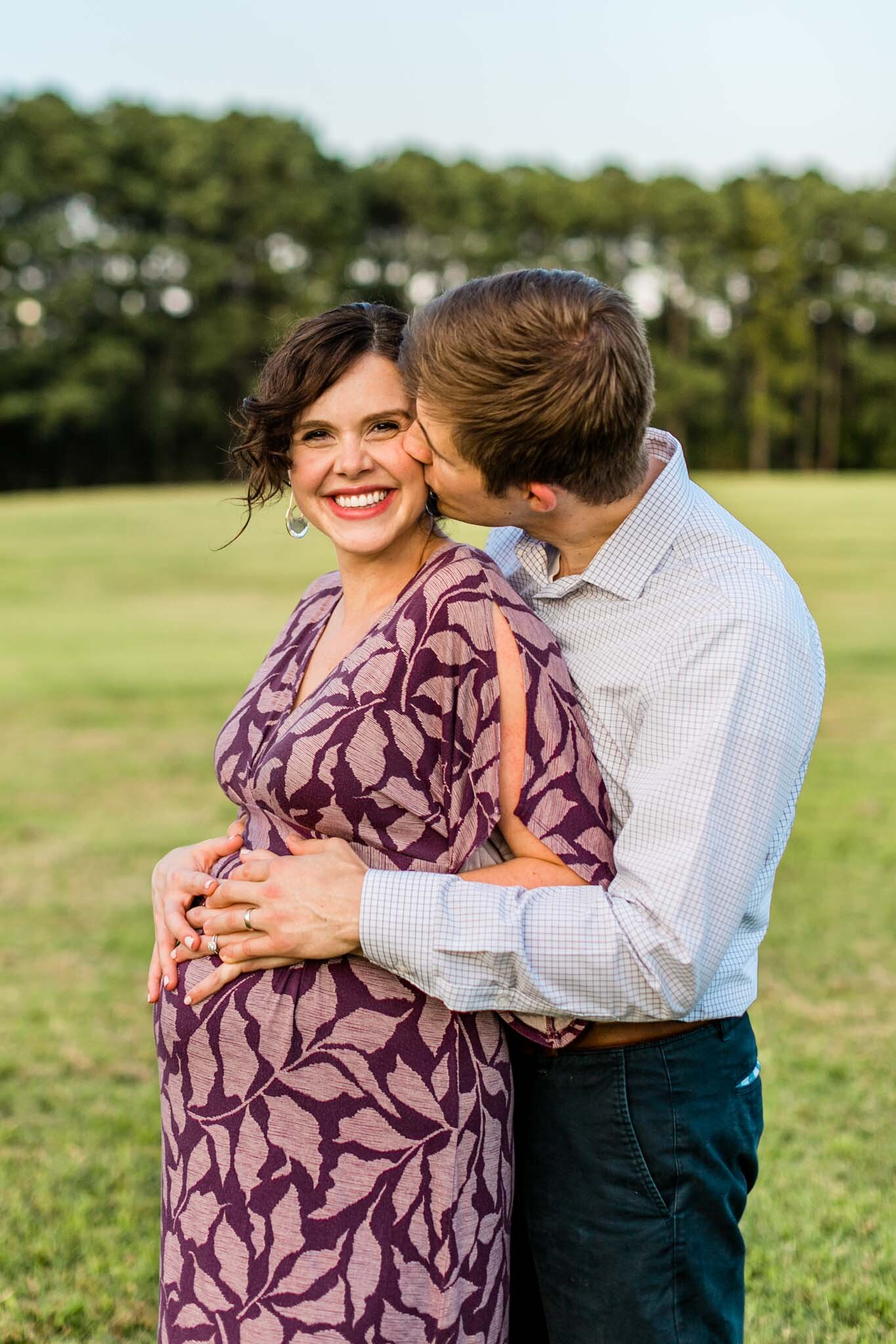 Raleigh Family Photography at Dix Park | By G. Lin Photography | Husband kissing wife on the cheek