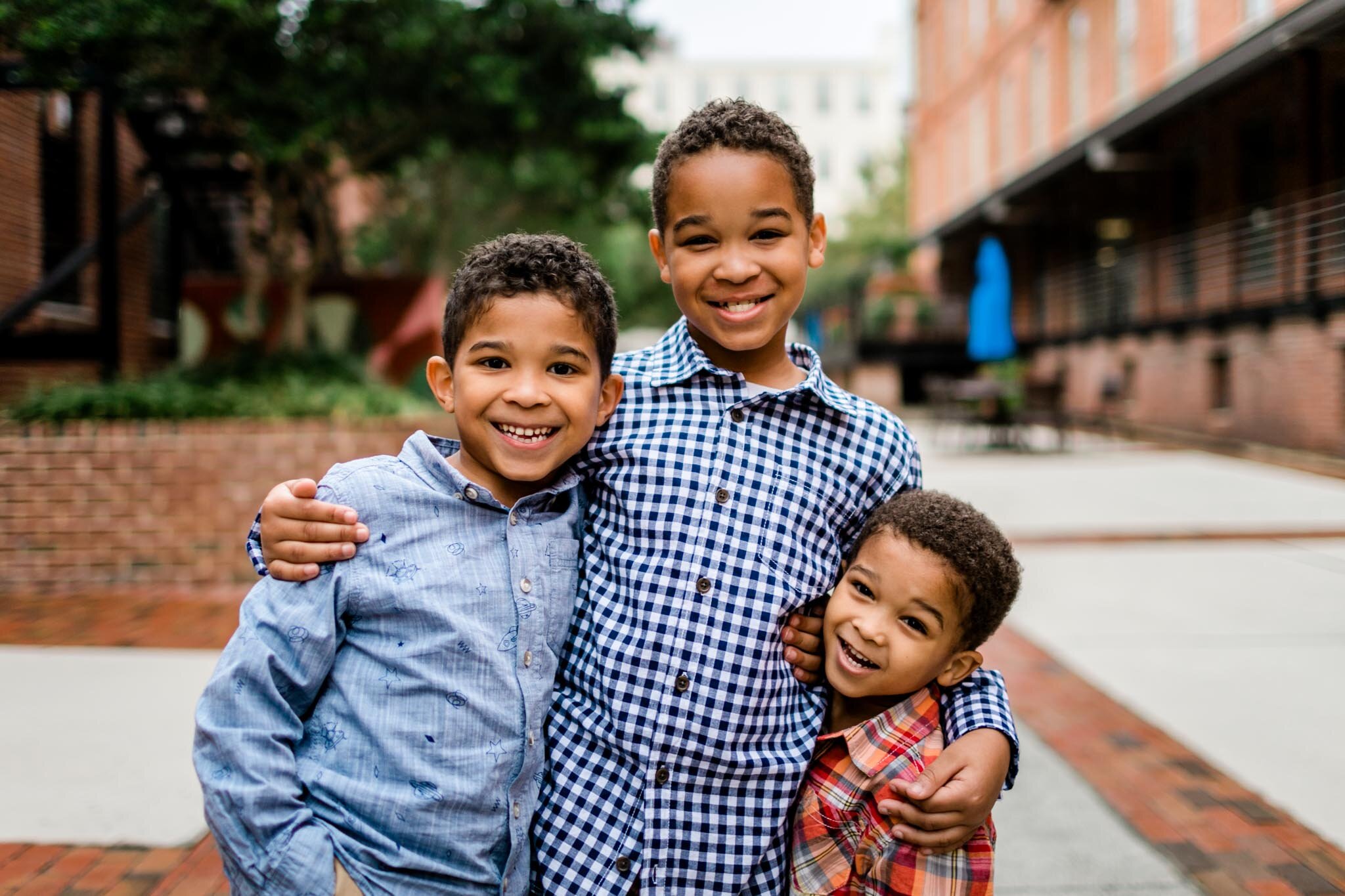 Outdoor Portrait of Three Brothers | Durham Family Photographer | By G. Lin Photography