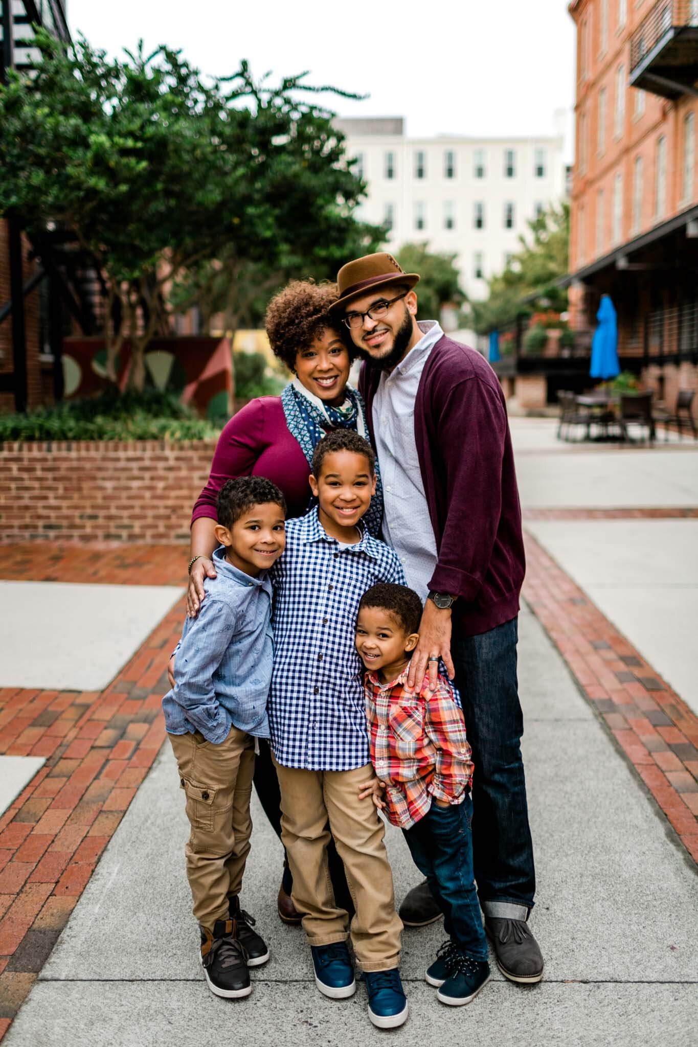 Modern Family Photo at American Tobacco Campus | Durham Family Photographer | By G. Lin Photography