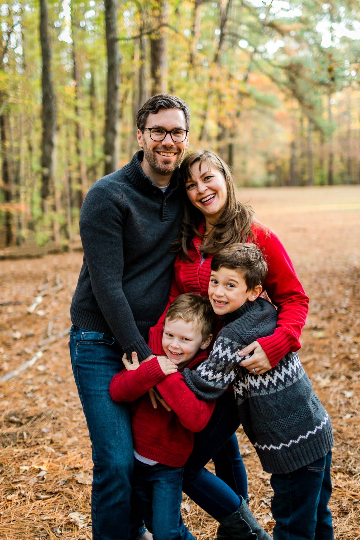 Raleigh Family Photographer | By G. Lin Photography | Fall family photo at Umstead Park