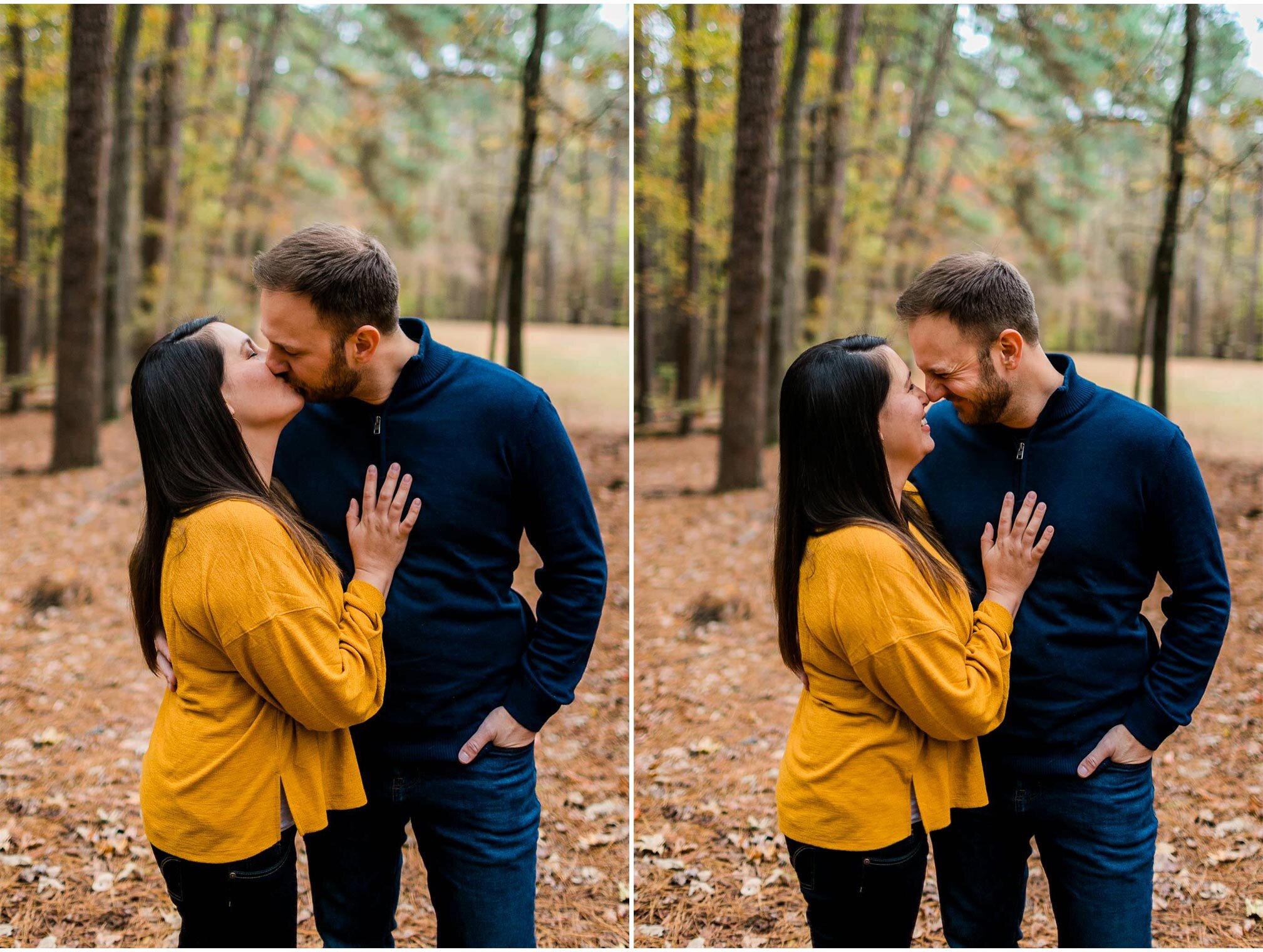 Durham Photographer | By G. Lin Photography | Couple kissing at Umstead Park