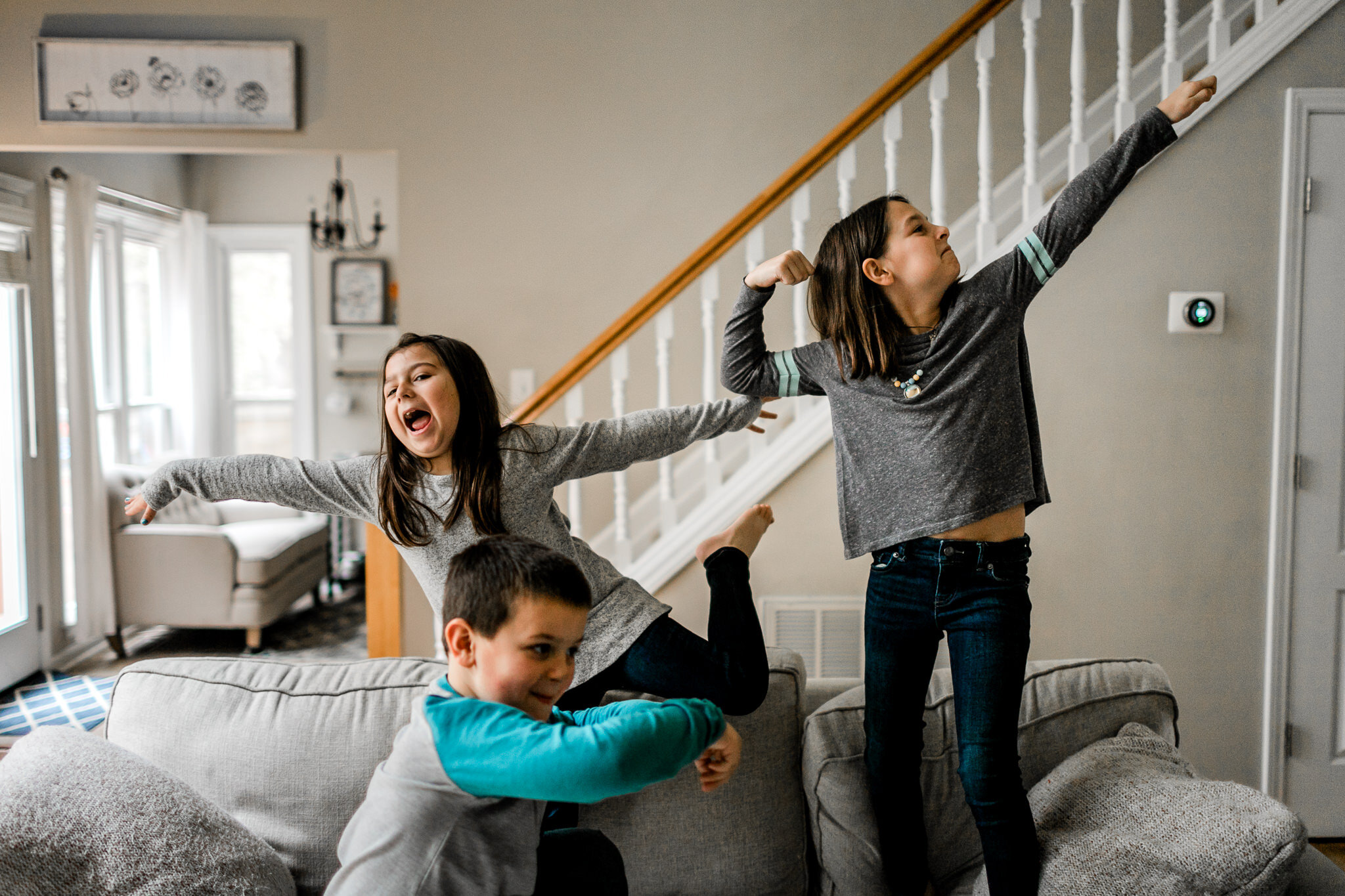 Durham Family Photographer | By G. Lin Photography | Siblings having fun at home