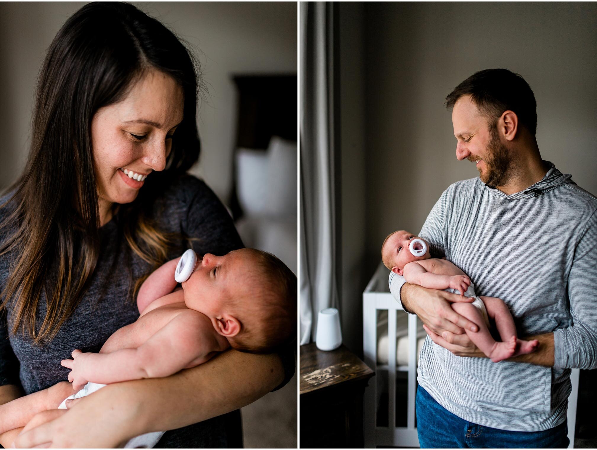 Raleigh Newborn Photographer | By G. Lin Photography | Parents holding newborn baby boy at home