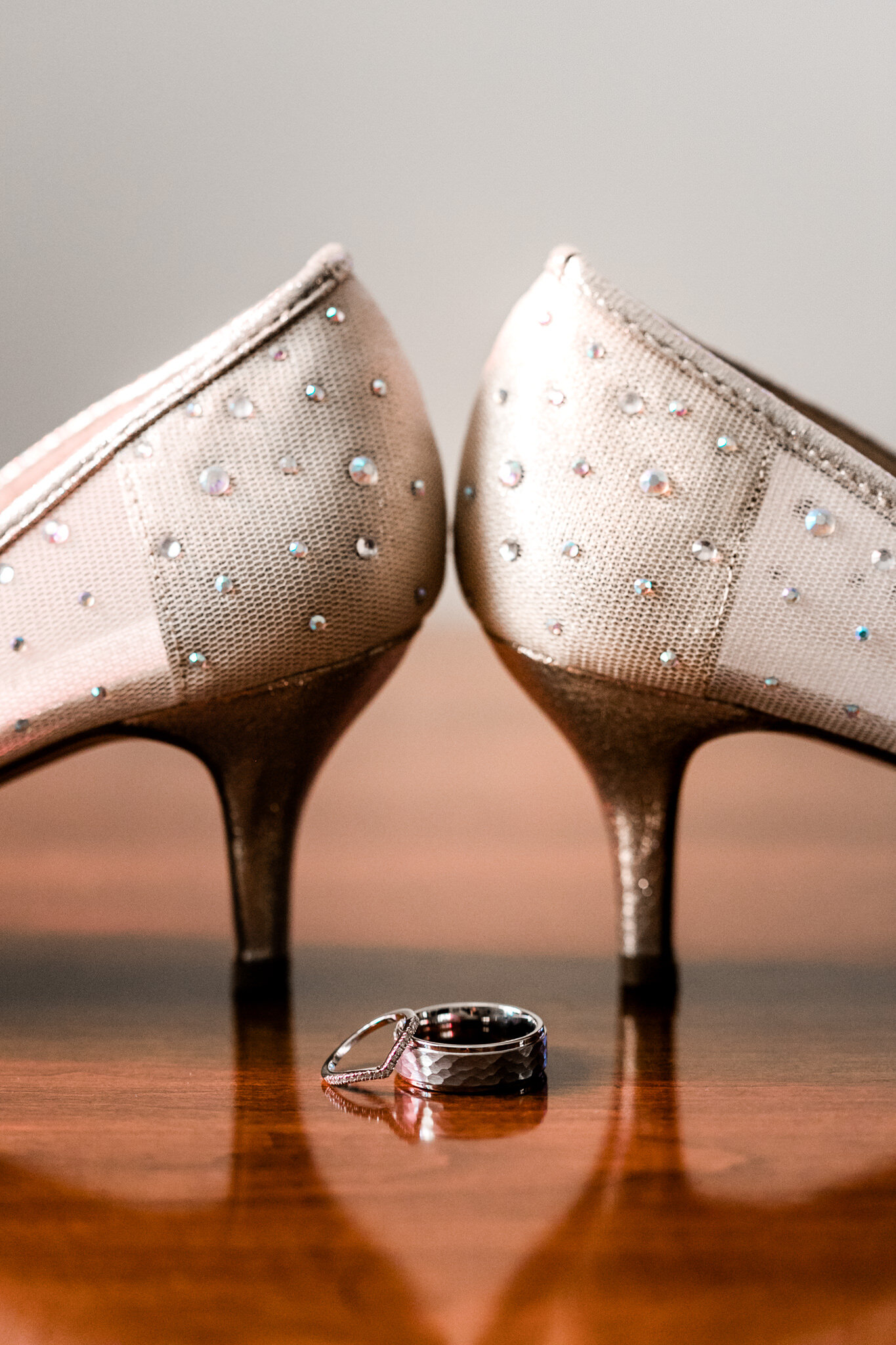 Durham Wedding Photographer | By G. Lin Photography | Close up of wedding rings and bridal shoes