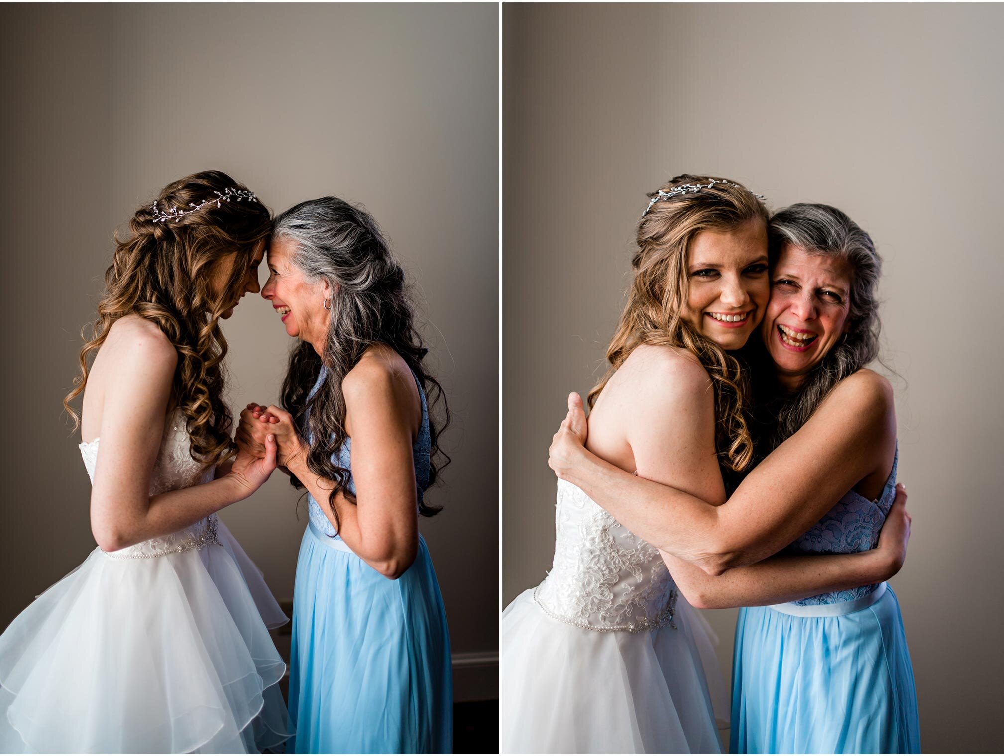Durham Wedding Photographer | By G. Lin Photography | Mother of the bride holding hands and hugging daughter