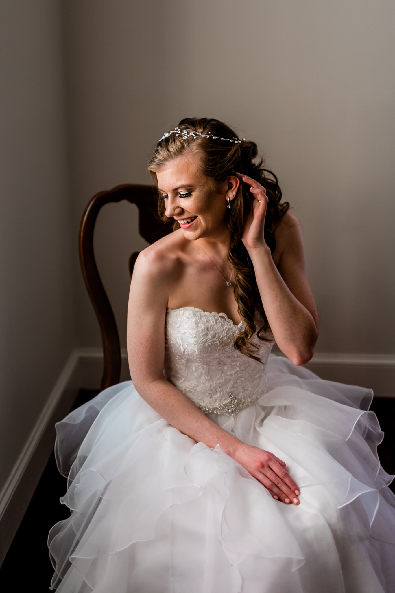 Durham Wedding Photographer | By G. Lin Photography | Beautiful bridal portrait of bride sitting next to window
