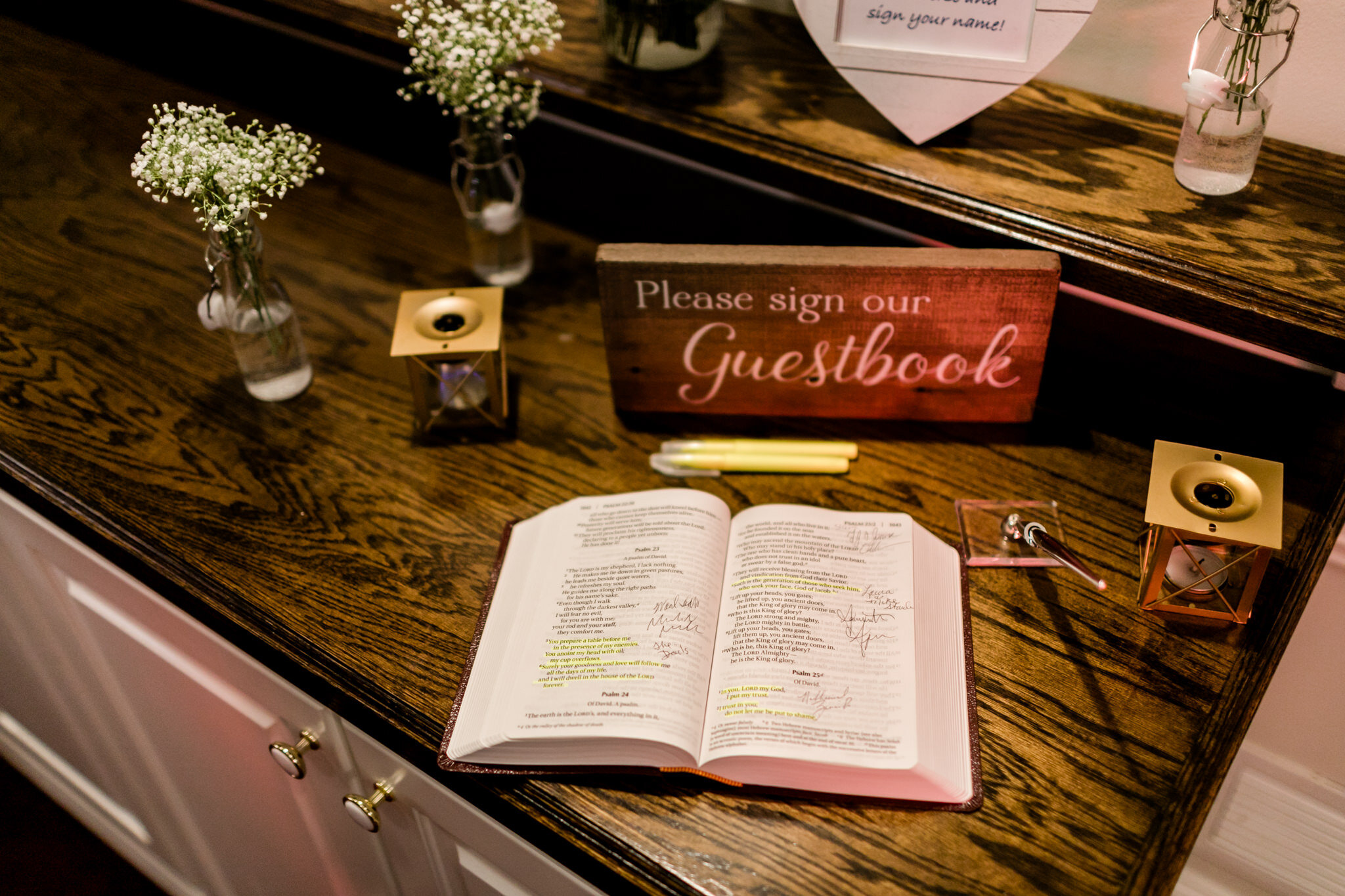 Durham Wedding Photographer | By G. Lin Photography | Guestbook and Bible laying on table at wedding