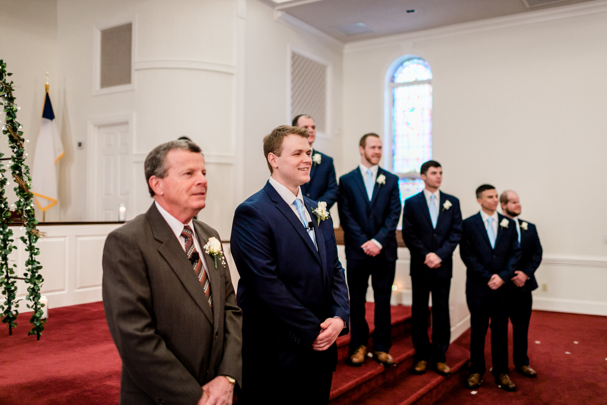 Durham Wedding Photographer | By G. Lin Photography | Groom waiting for bride at front of church