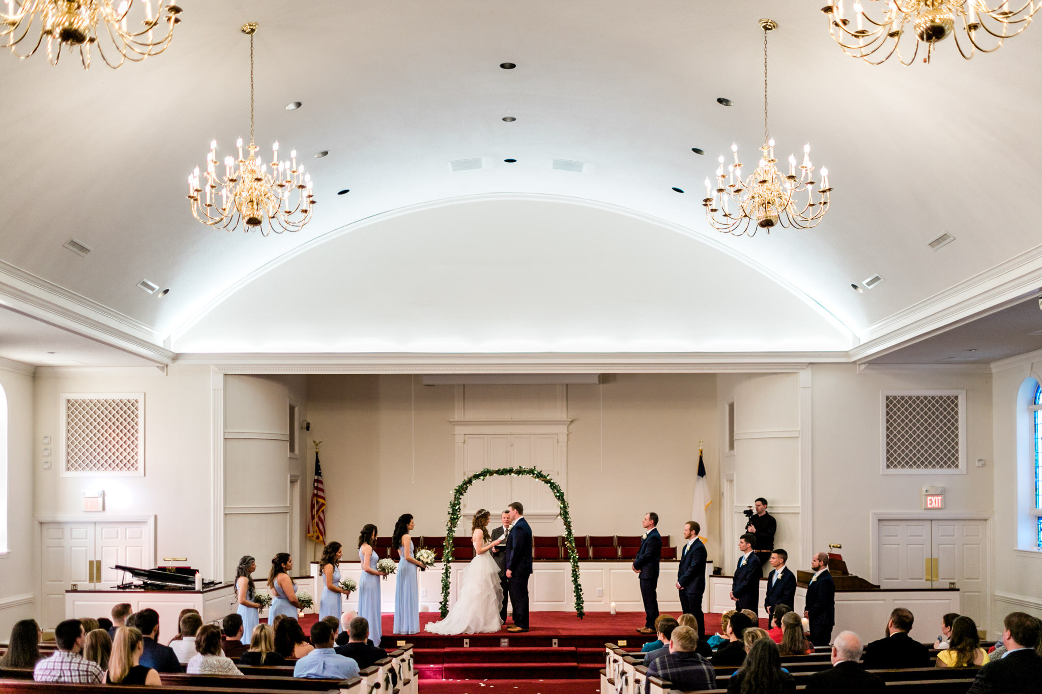 Durham Wedding Photographer | By G. Lin Photography | Wide shot of wedding ceremony, white interior