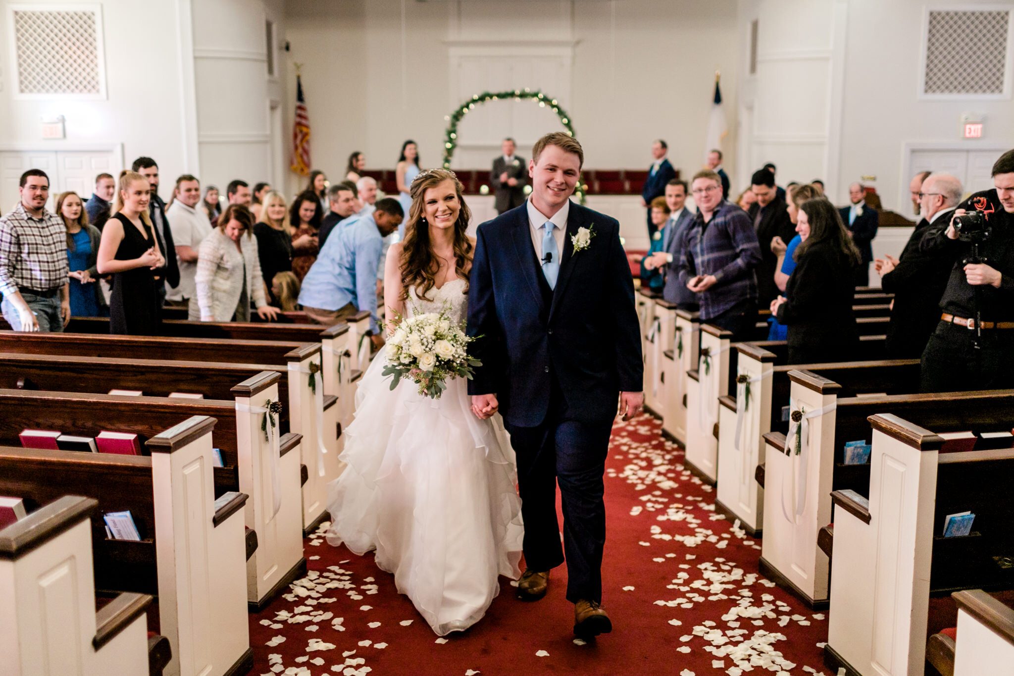 Durham Wedding Photographer | By G. Lin Photography | Bride and groom walking down aisle after ceremony