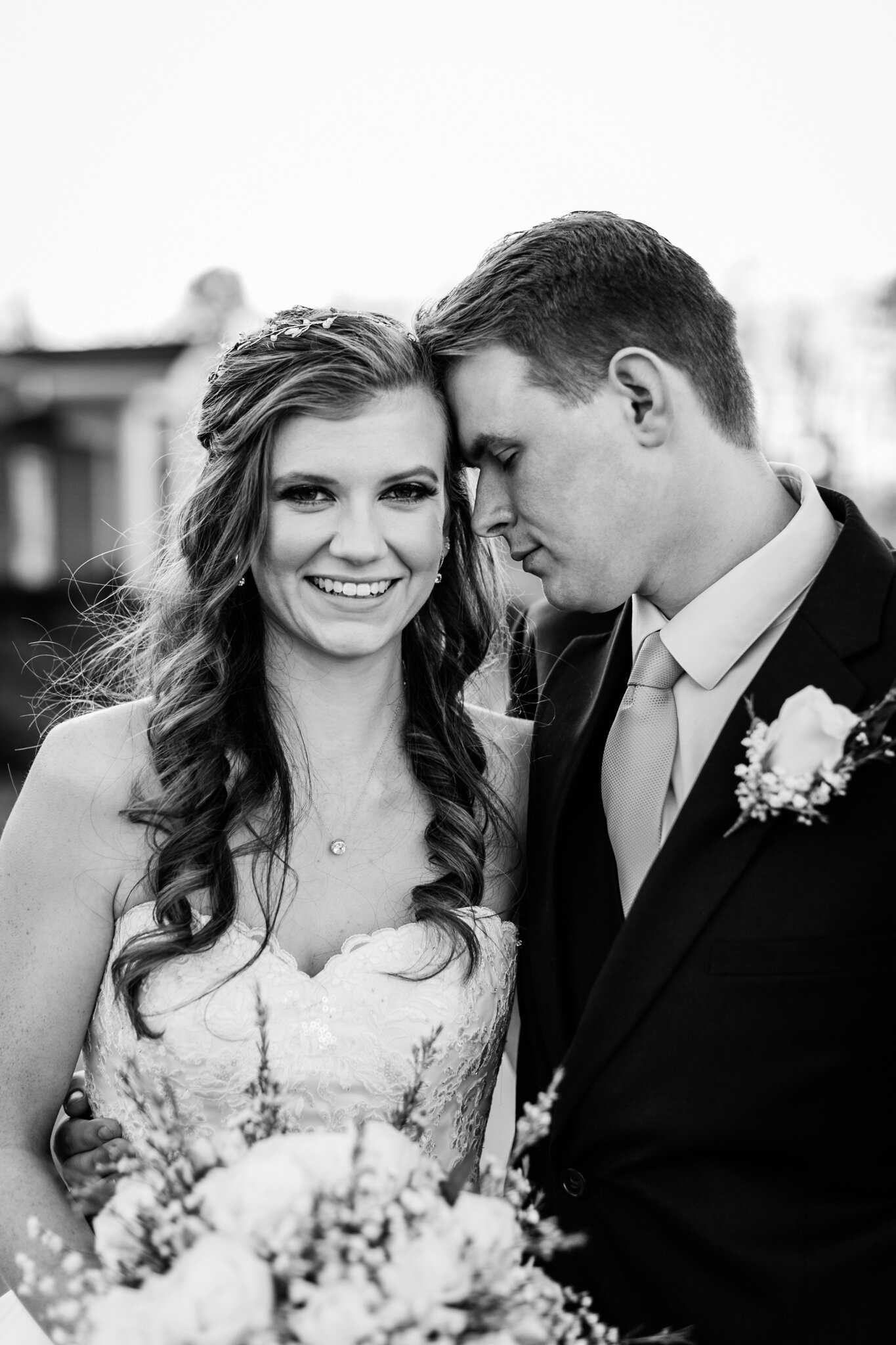 Durham Wedding Photographer | By G. Lin Photography | Black and white portrait of bride and groom