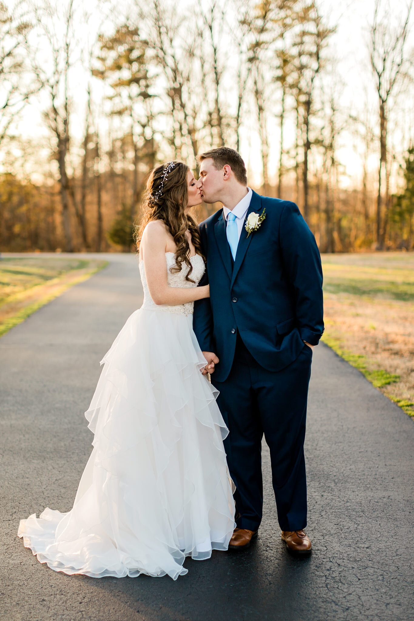 Durham Wedding Photographer | By G. Lin Photography | Bride and groom kissing outdoors during sunset