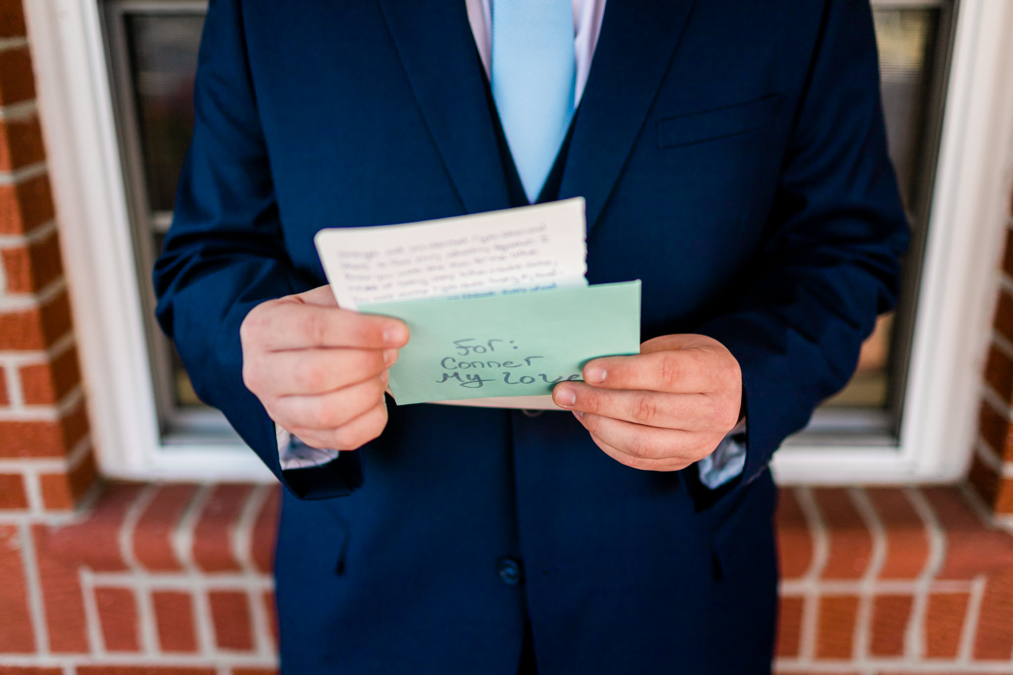 Durham Wedding Photographer | By G. Lin Photography | Groom reading letter from bride