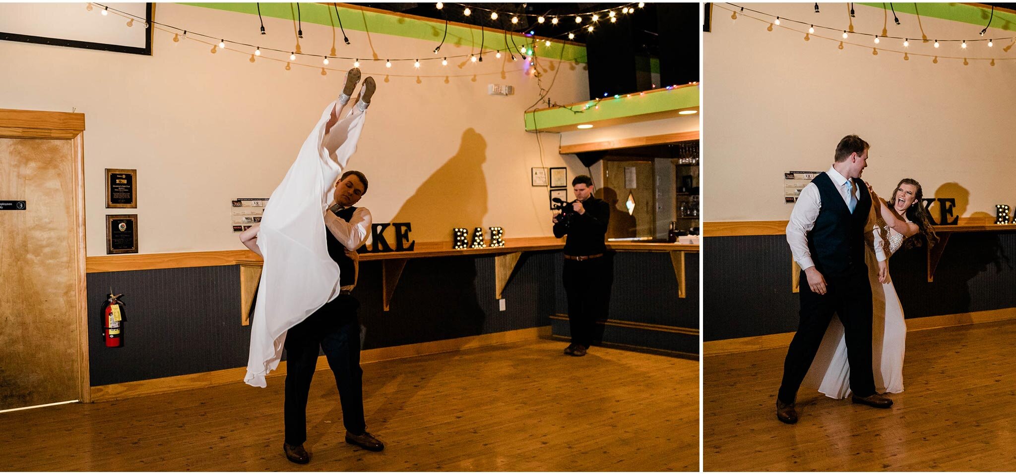 Durham Wedding Photographer | By G. Lin Photography | Groom doing a flip with the bride during first dance