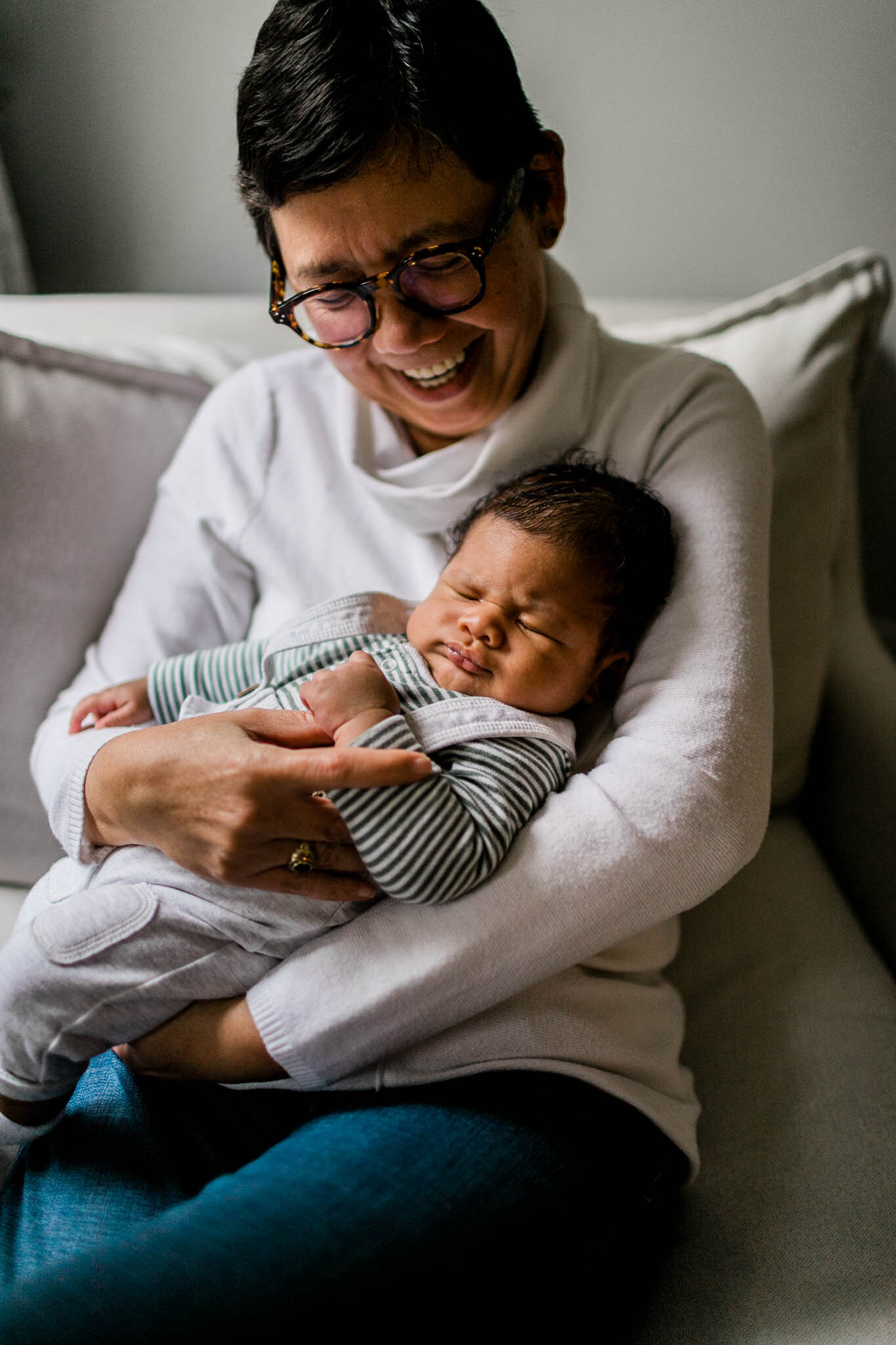Durham Newborn Photographer | By G. Lin Photography | Grandma holding baby boy 