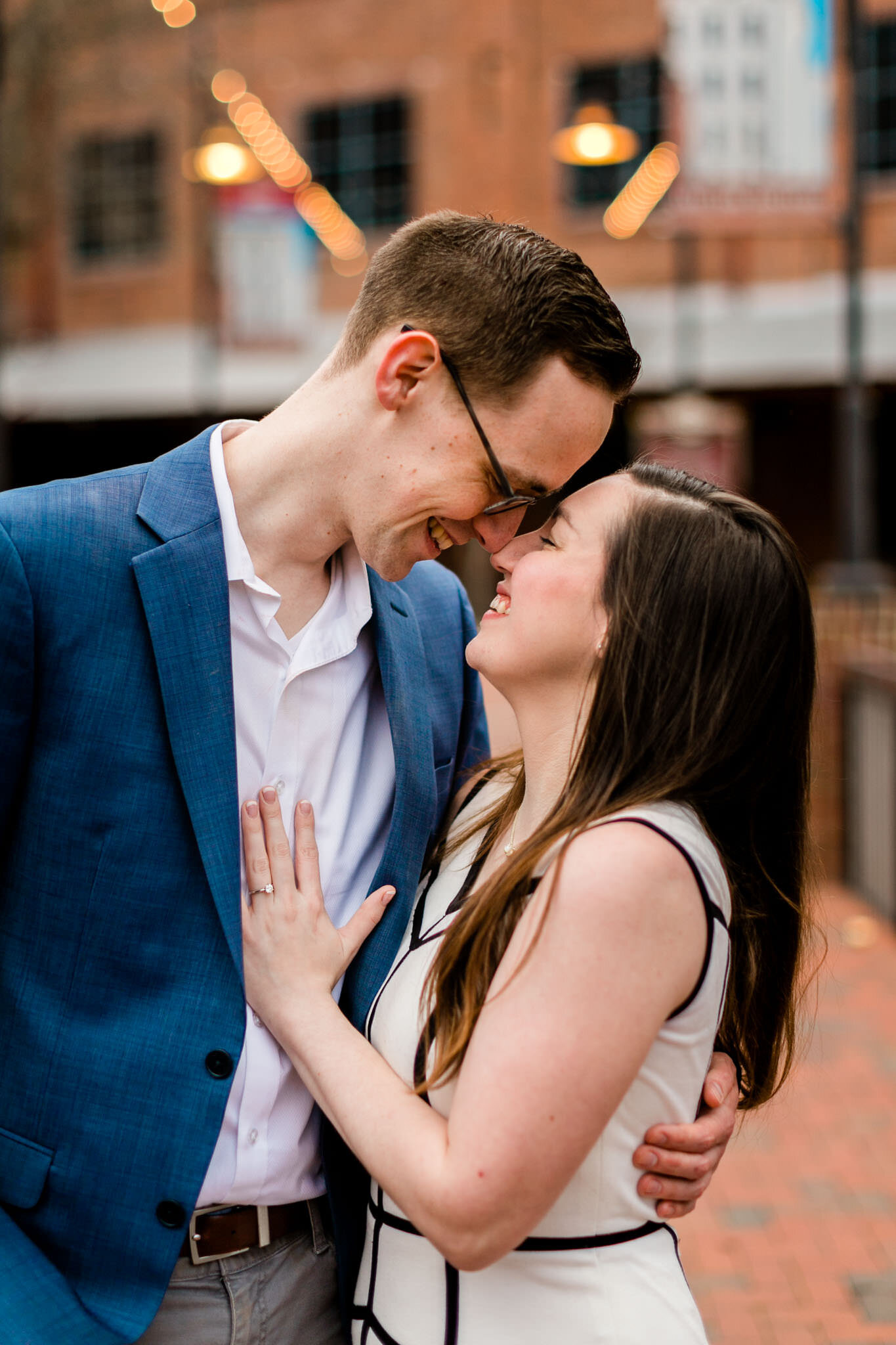 Durham Engagement Photographer | By G. Lin Photography | Couple holding one another and smiling