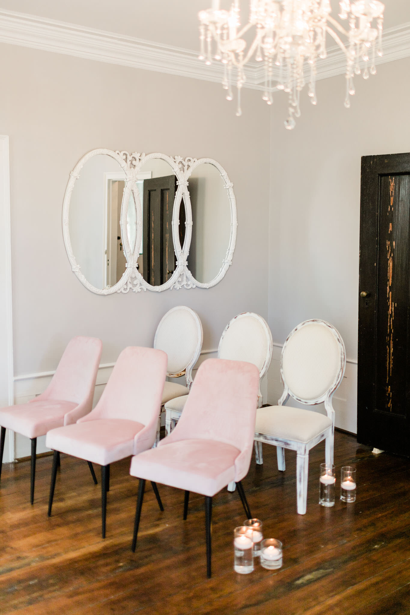 Durham Wedding Photographer | By G. Lin Photography | Shabby chic pink and white wedding chairs