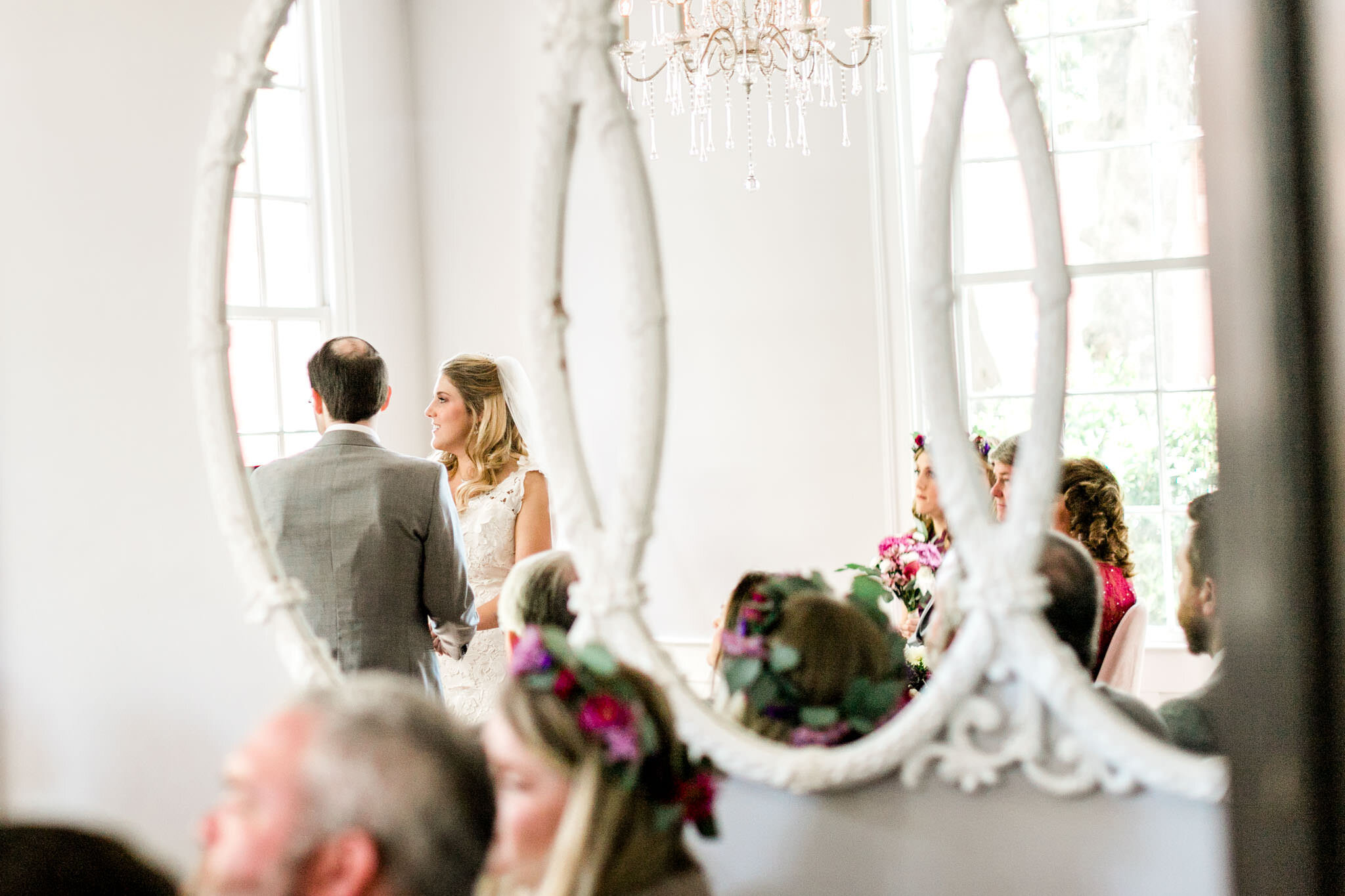 Durham Wedding Photographer | By G. Lin Photography | Reflection of bride and groom in the mirror