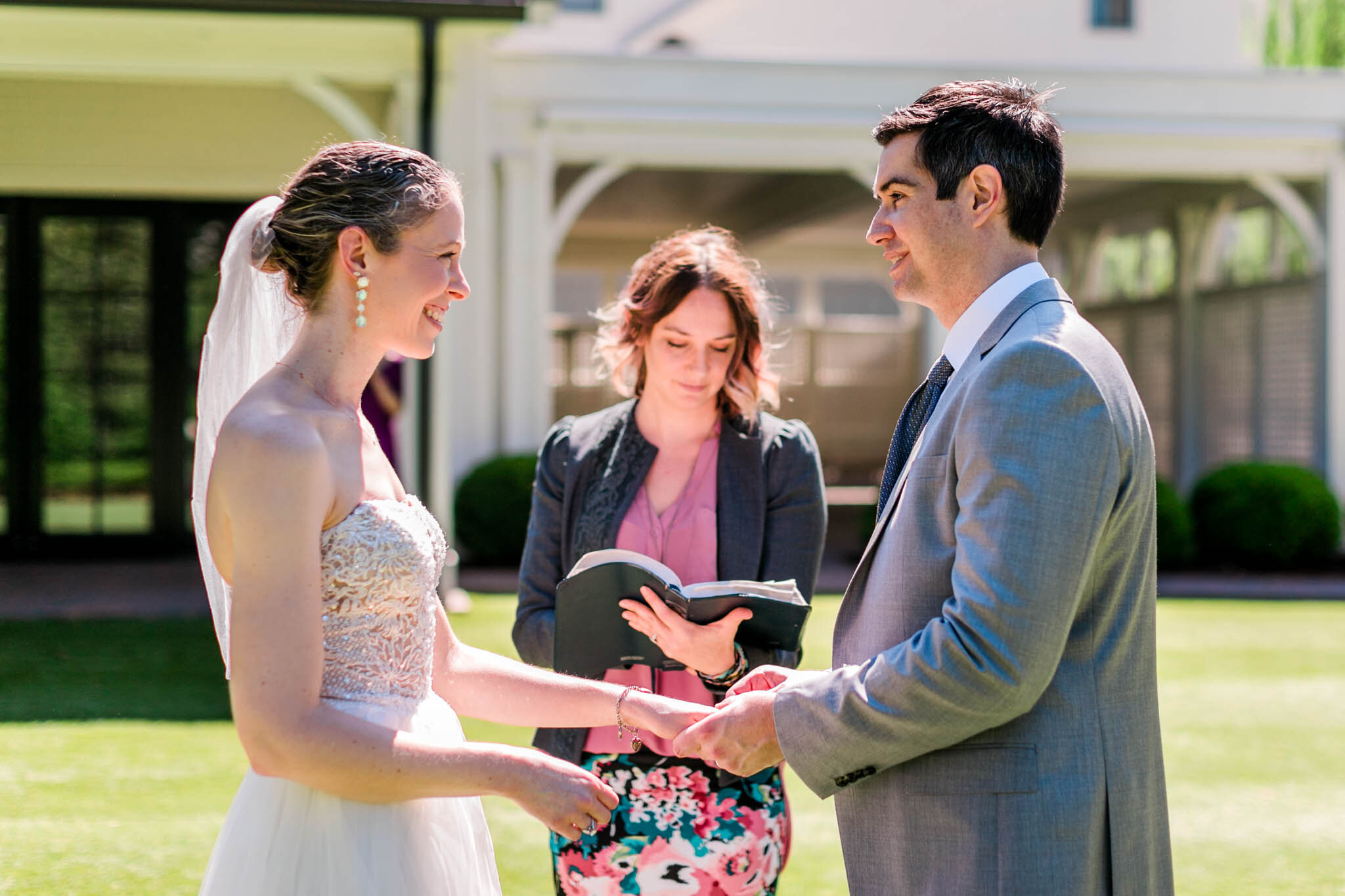 Raleigh Wedding Photographer | By G. Lin Photography | Merrimon Wynne House | Bride and Groom exchanging vows