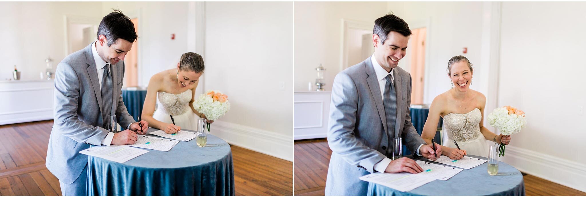 Raleigh Wedding Photographer | By G. Lin Photography | Merrimon Wynne House | Signing marriage certificate