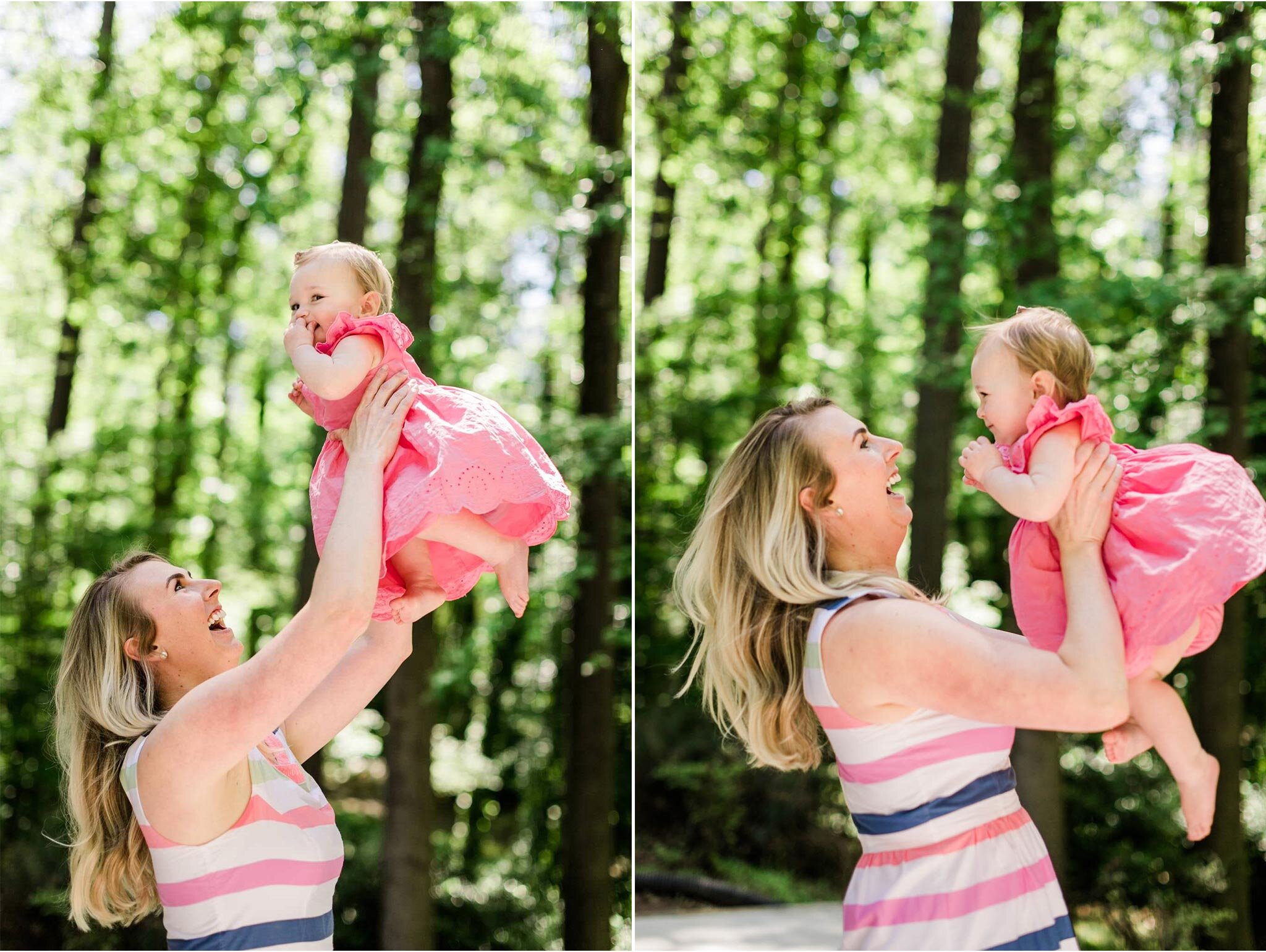 Raleigh Family Photographer | By G. Lin Photography | Mother throwing daughter up and down and laughing